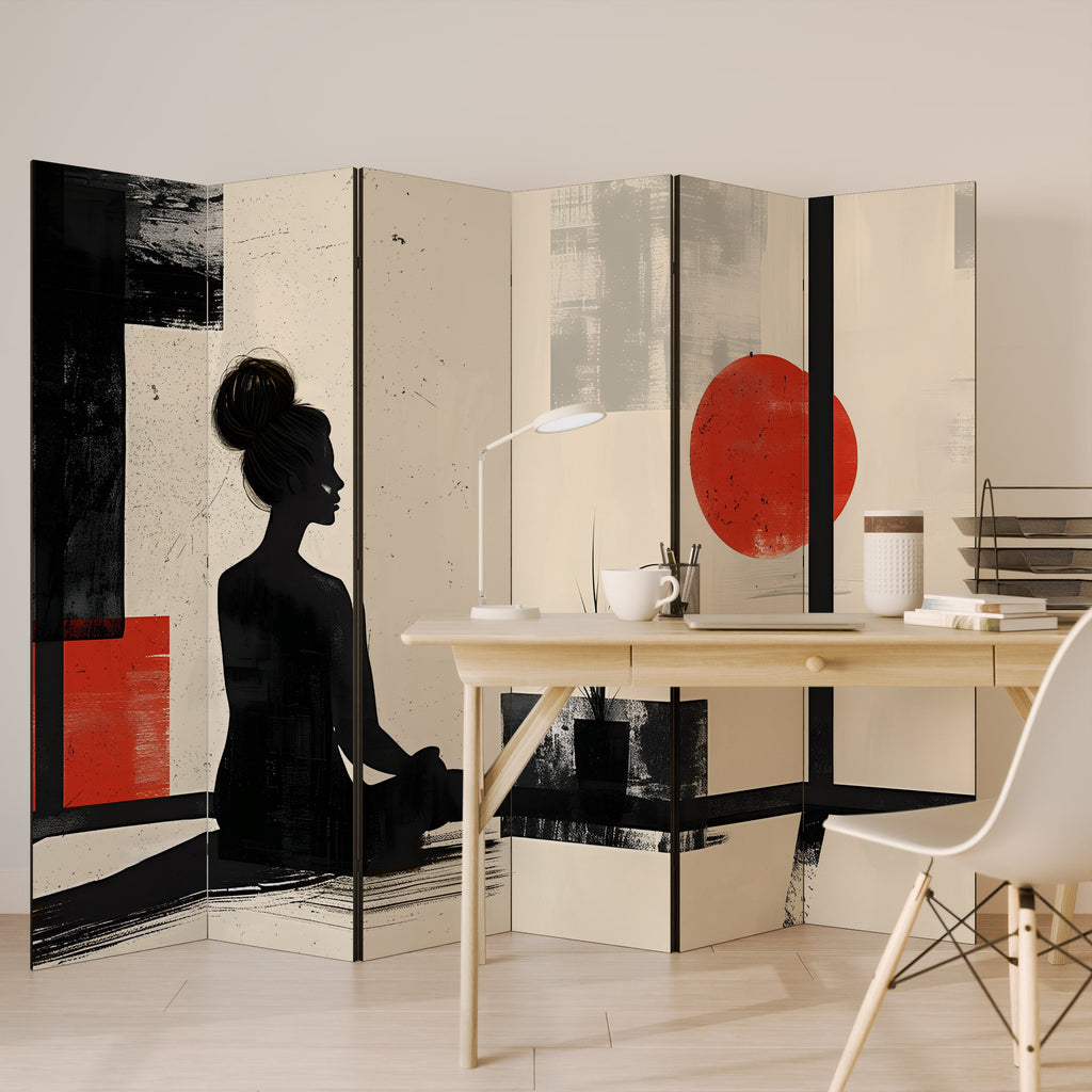 Paravent décoratif à 6 panneaux RED SUNSATION