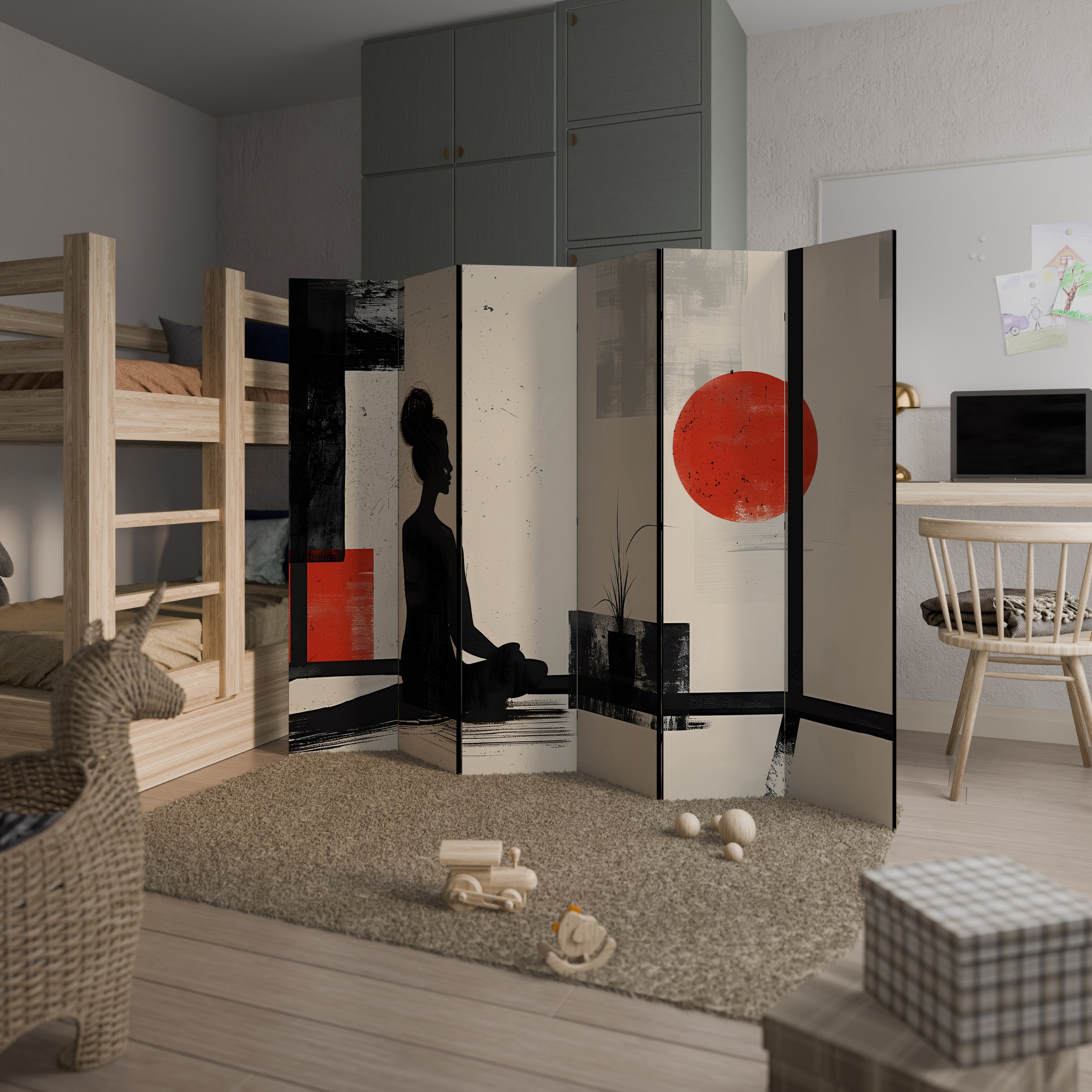 RED SUNSATION 6-Panel Room Divider