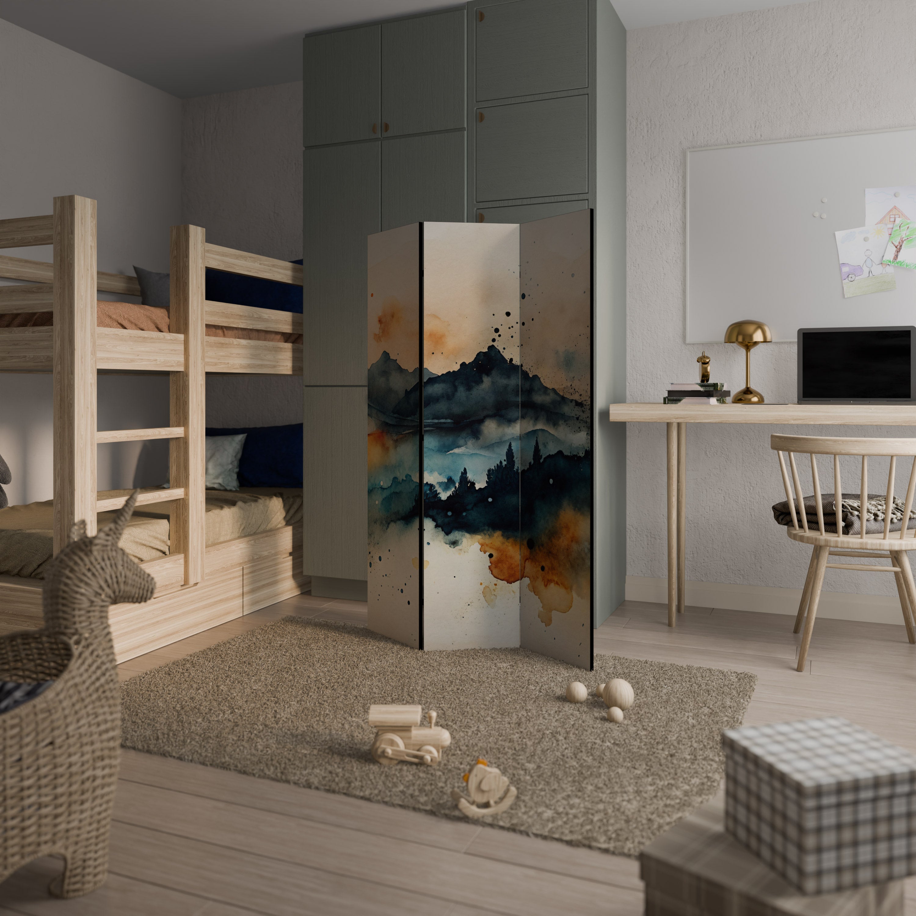 Paravent décoratif à 3 panneaux OMINOUS MOUNTAINS