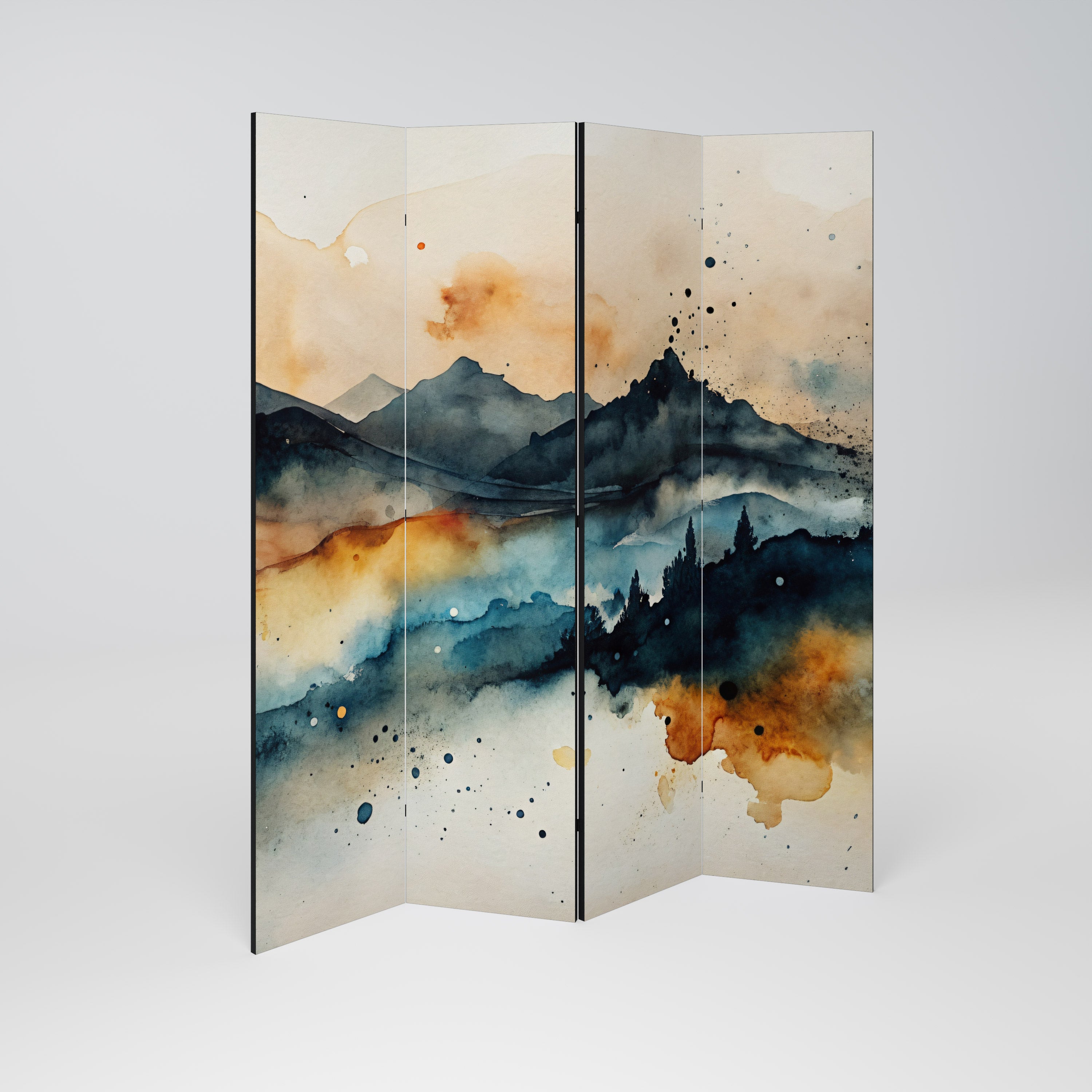 OMINOUS MOUNTAINS 4-Panel Room Divider