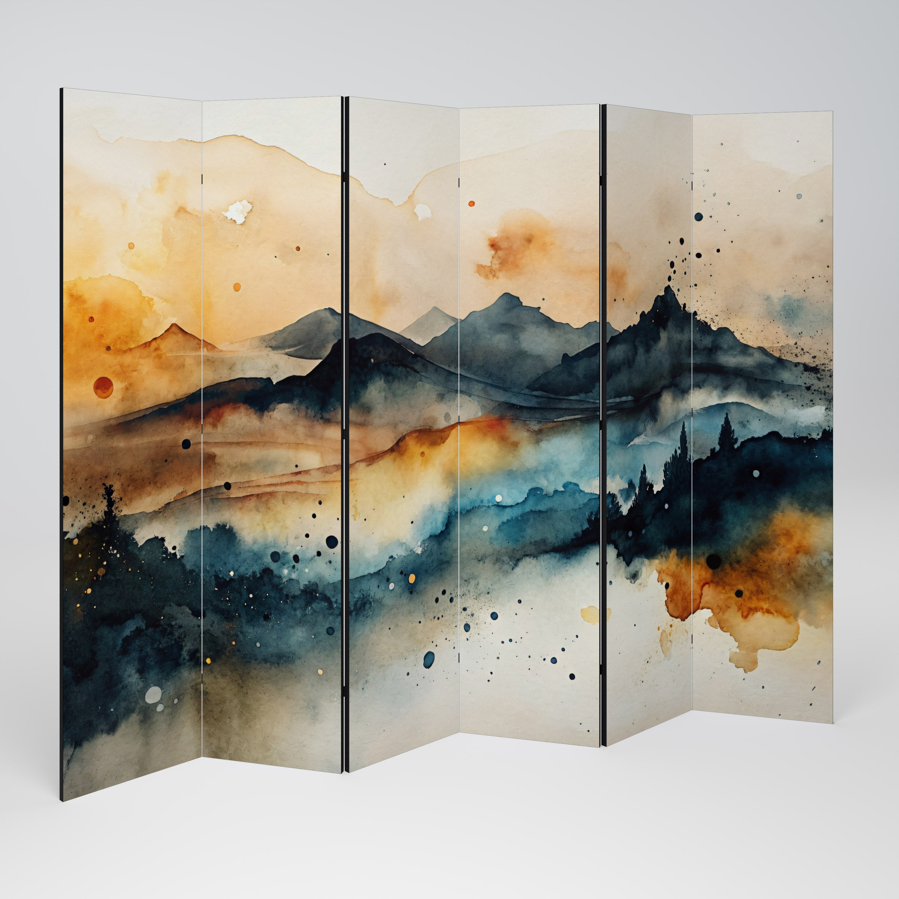 OMINOUS MOUNTAINS 6-Panel Room Divider