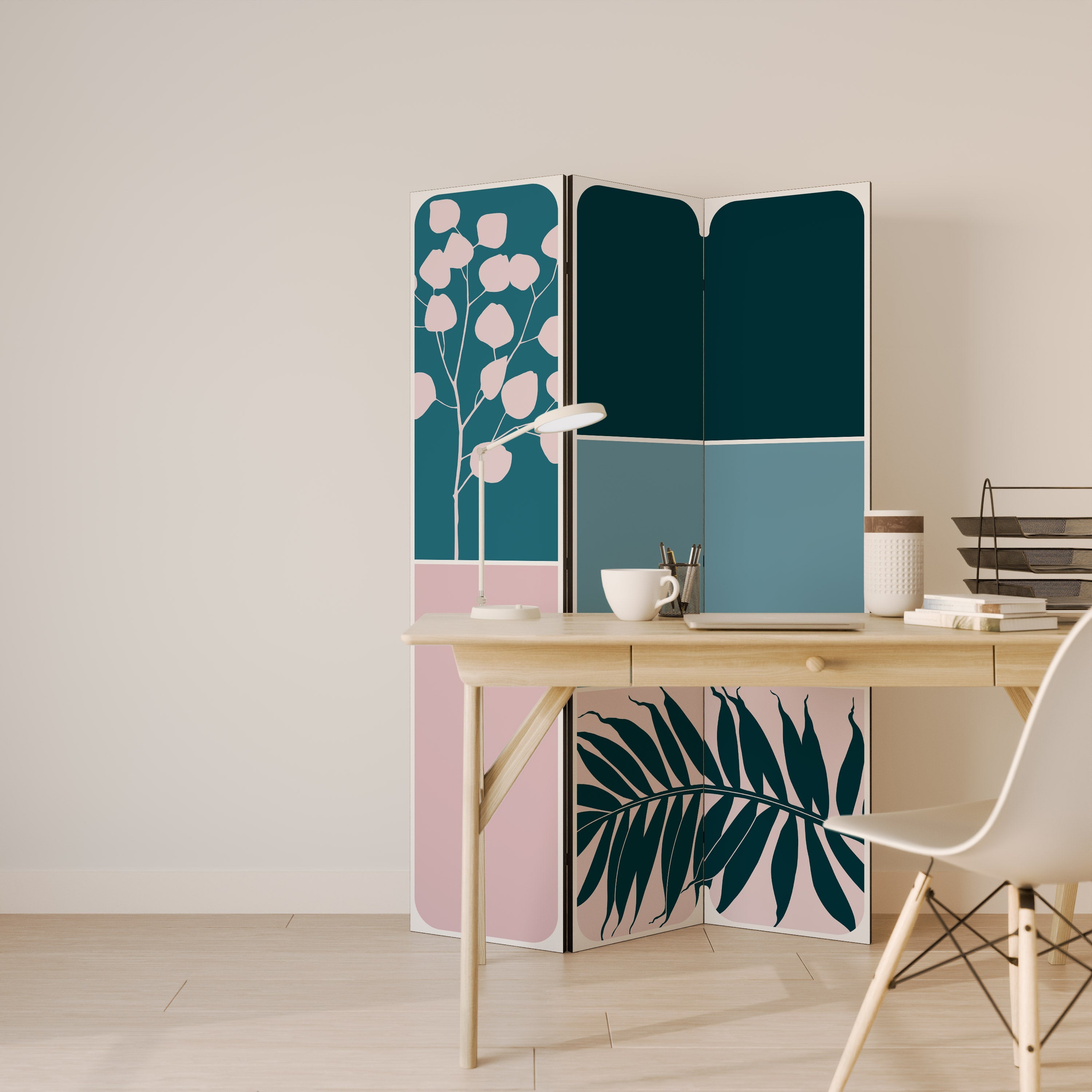 COMBINAISON DE FORMES Séparateur de pièce décoratif à 3 panneaux