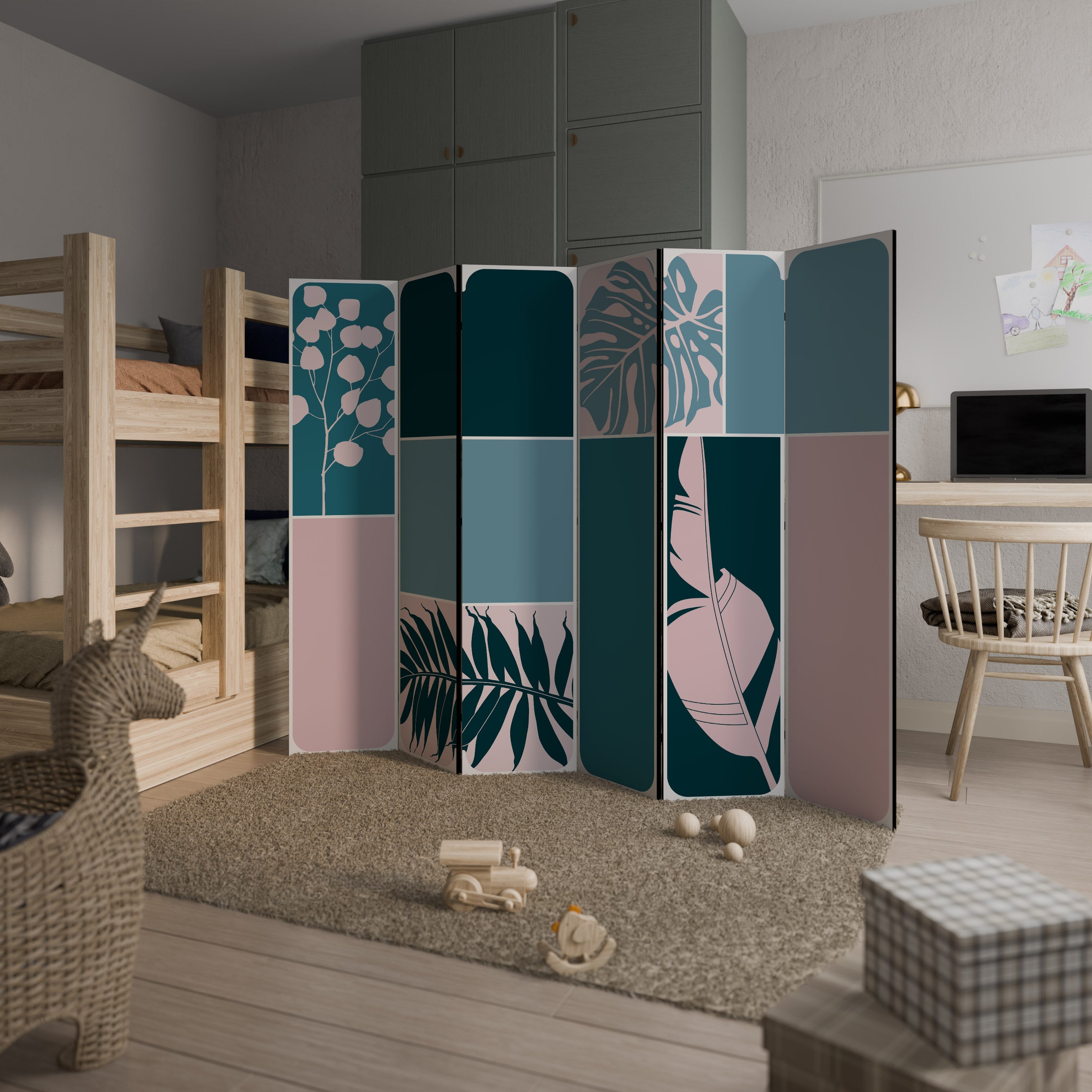 COMBINAISON DE FORMES Séparateur de pièce décoratif à 6 panneaux