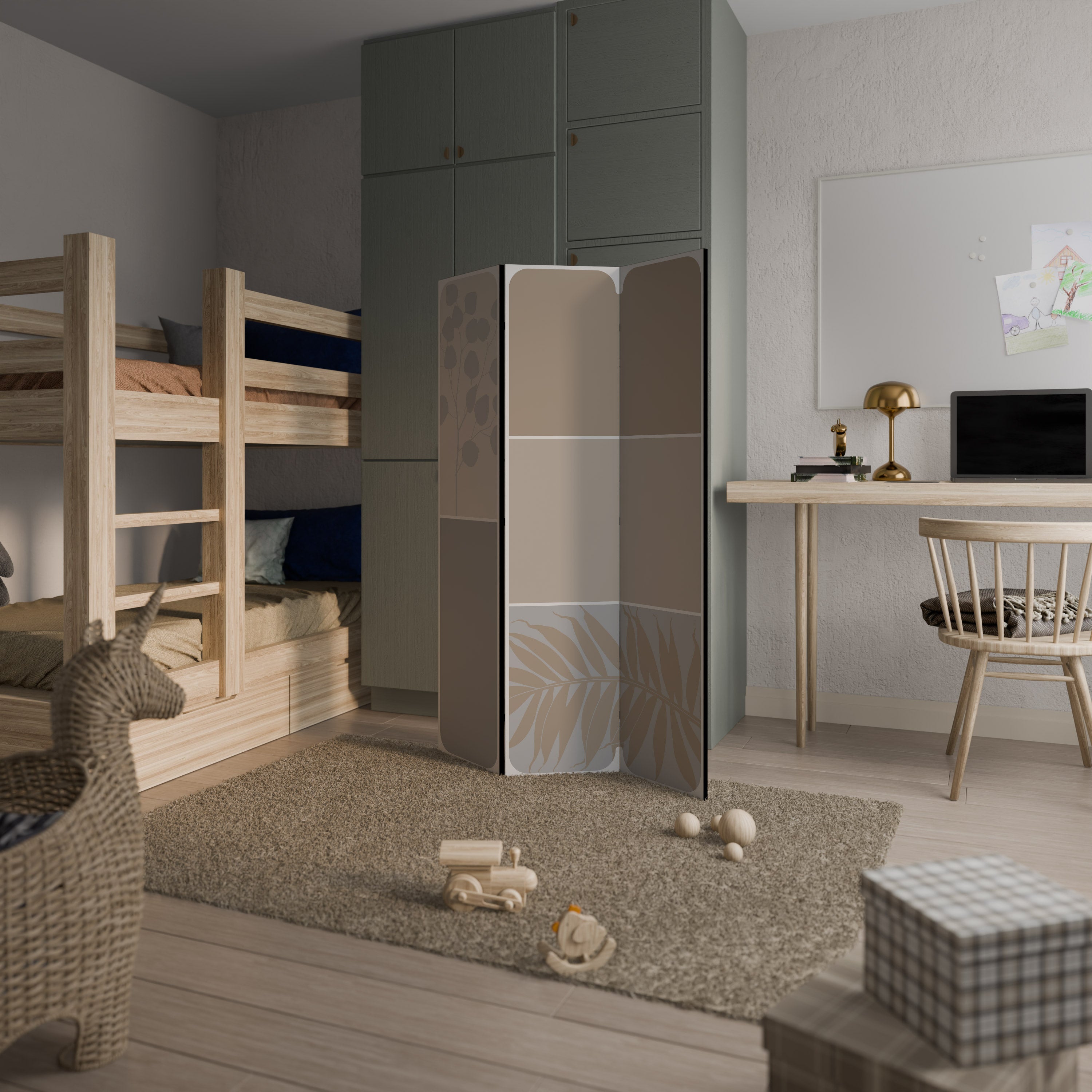 FORMES TROPICALES - Paravent décoratif à 3 panneaux