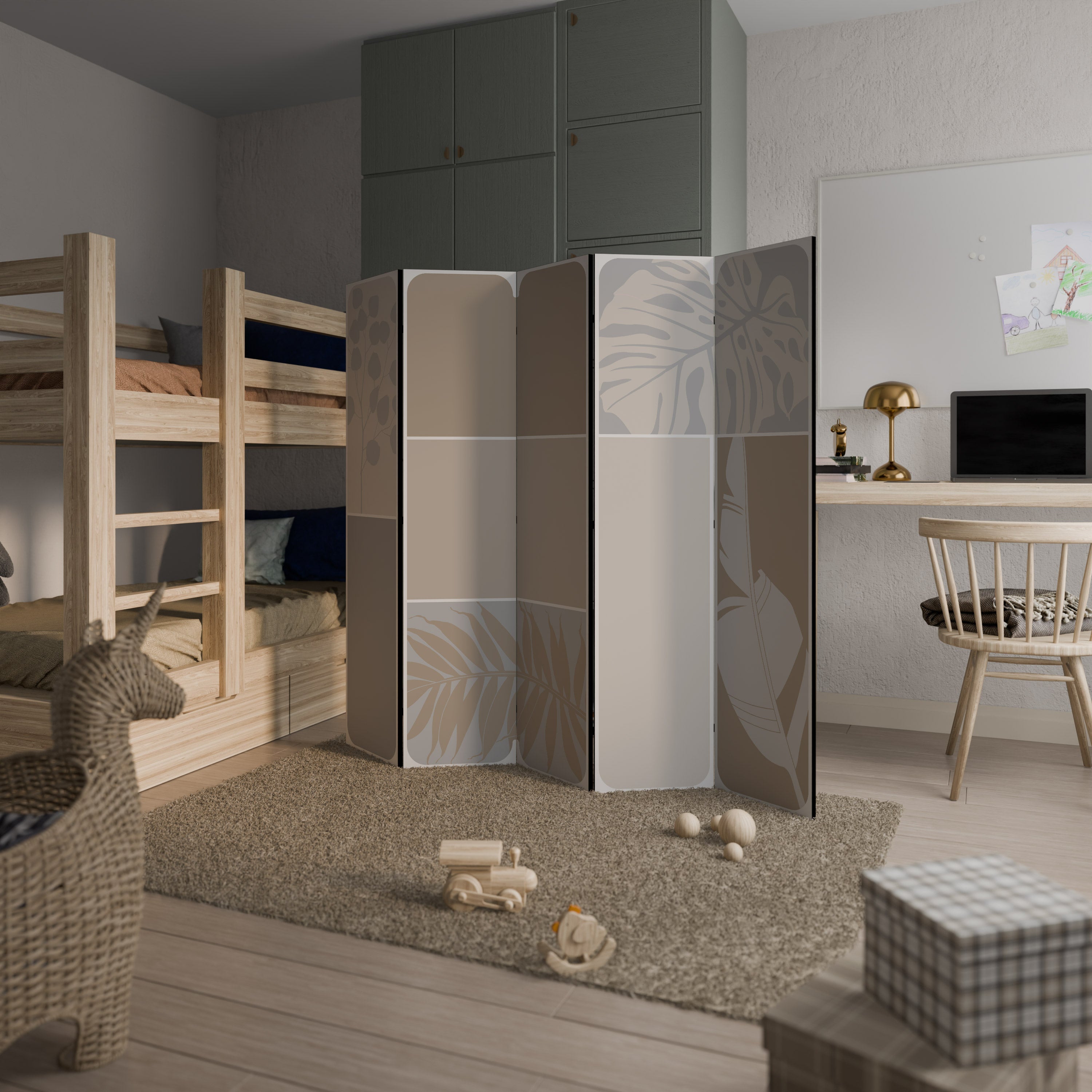 FORMES TROPICALES - Paravent décoratif à 5 panneaux