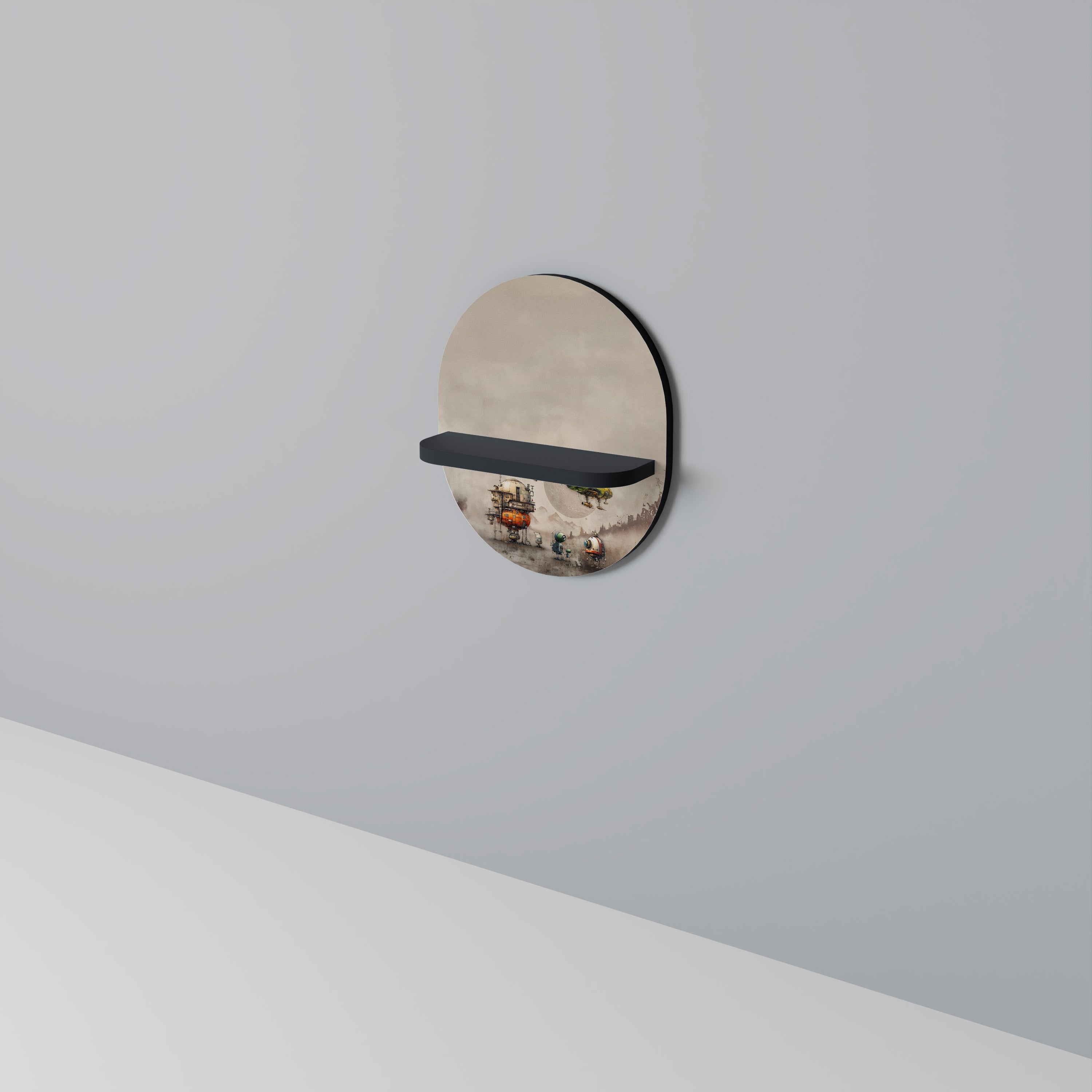 Étagère d'art ovale MACHINARIUM MACHINES en finition noire