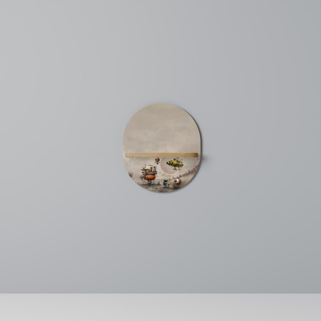 Étagère d'art ovale MACHINARIUM MACHINES effet chêne