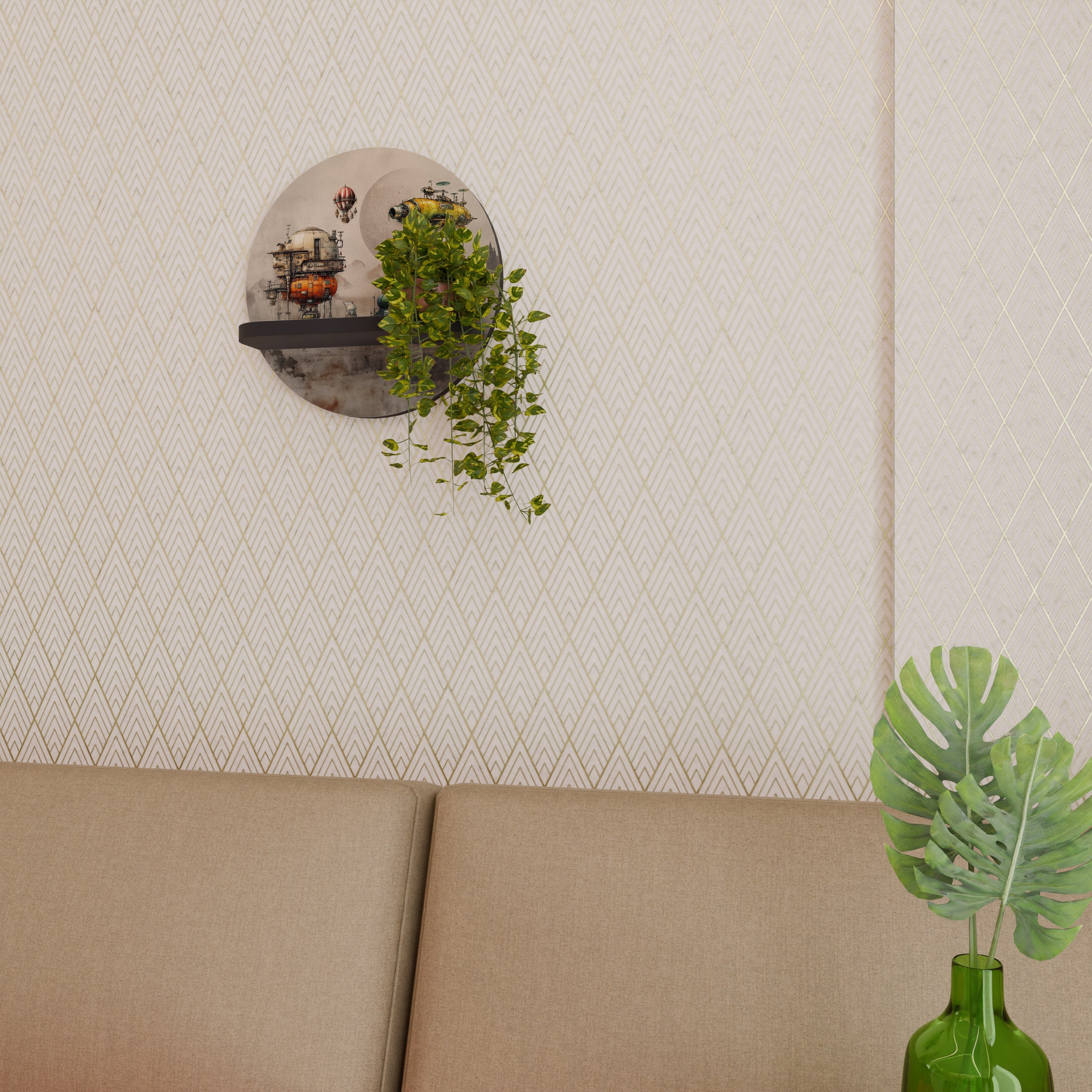 Étagère d'art ronde MACHINARIUM MACHINES en finition noire