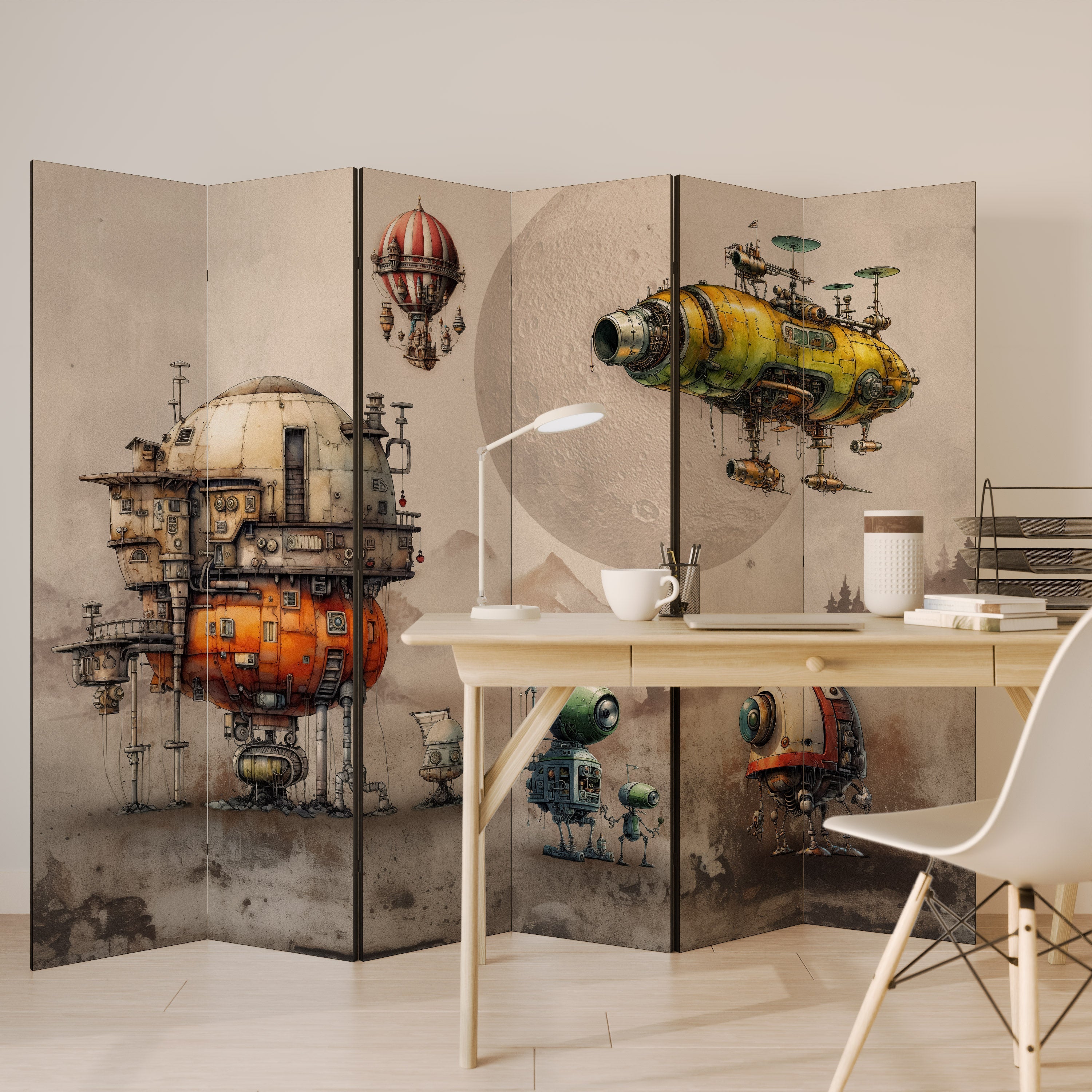 Paravent décoratif à 6 panneaux MACHINARIUM MACHINES