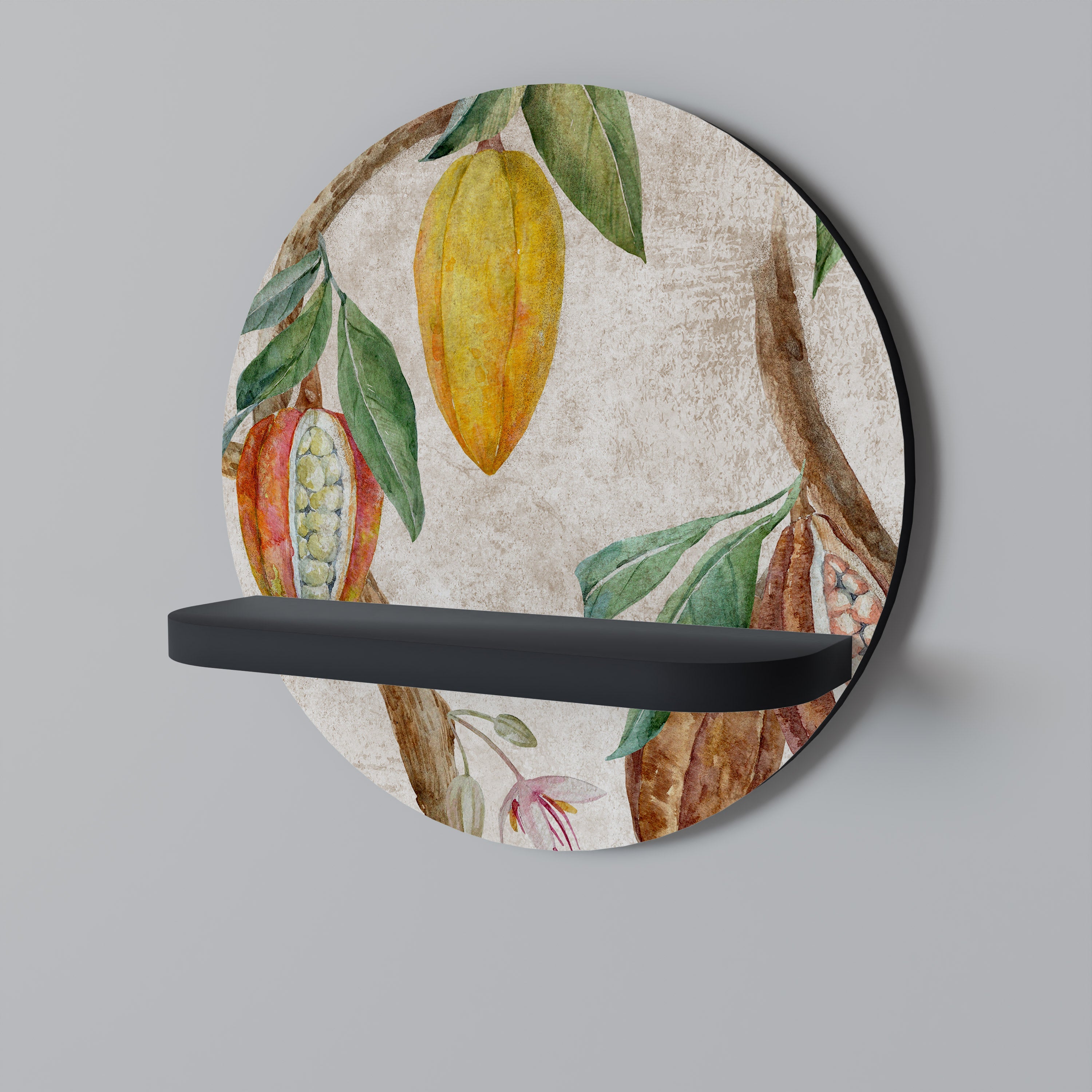 Étagère ronde COCOA FRUITS en finition noire