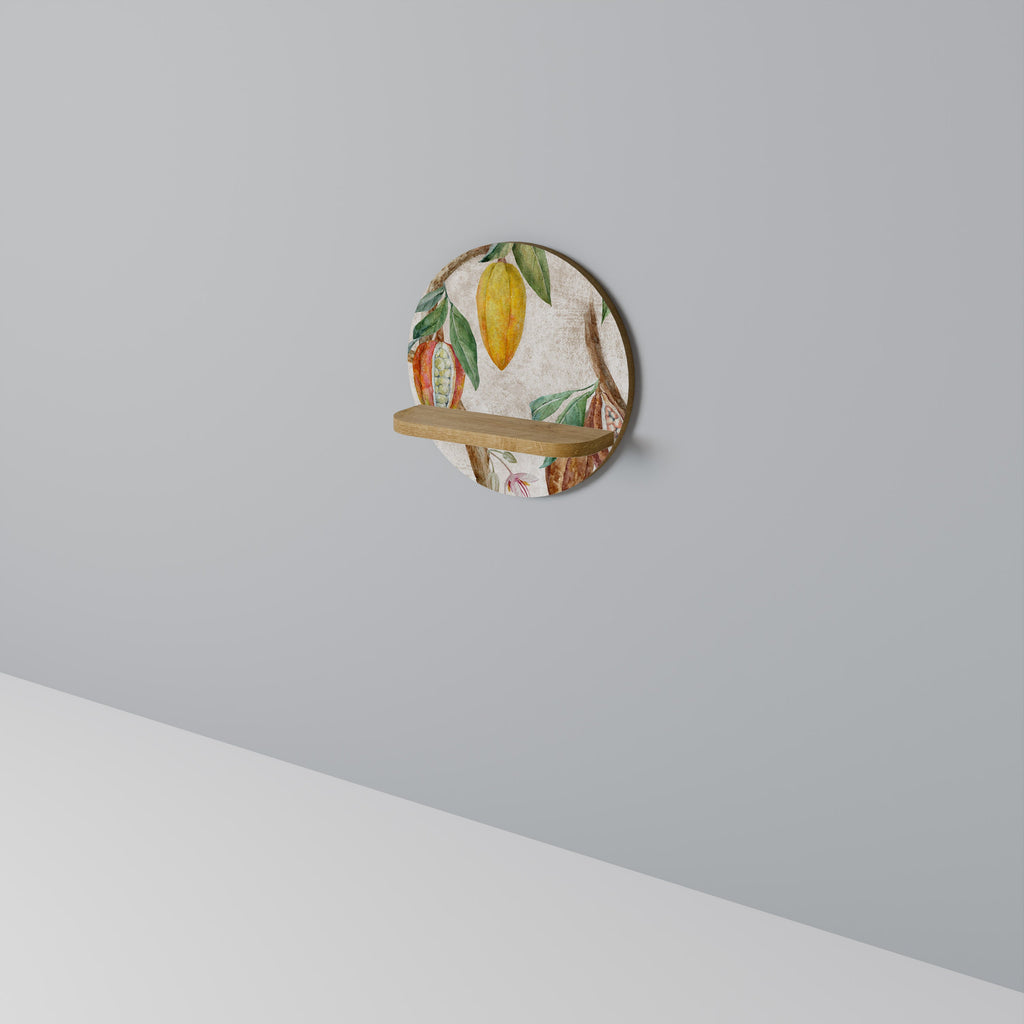 Étagère d'art ronde COCOA FRUITS effet chêne