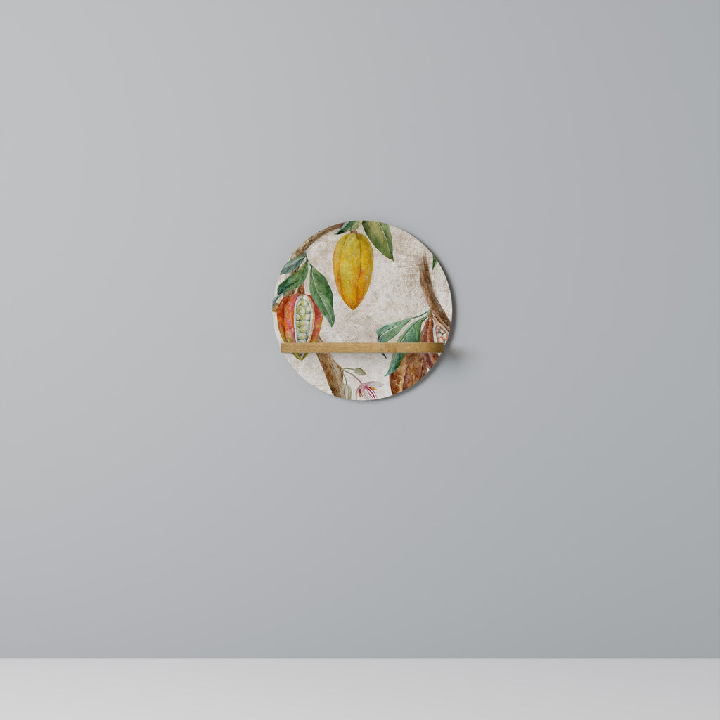 Étagère d'art ronde COCOA FRUITS effet chêne