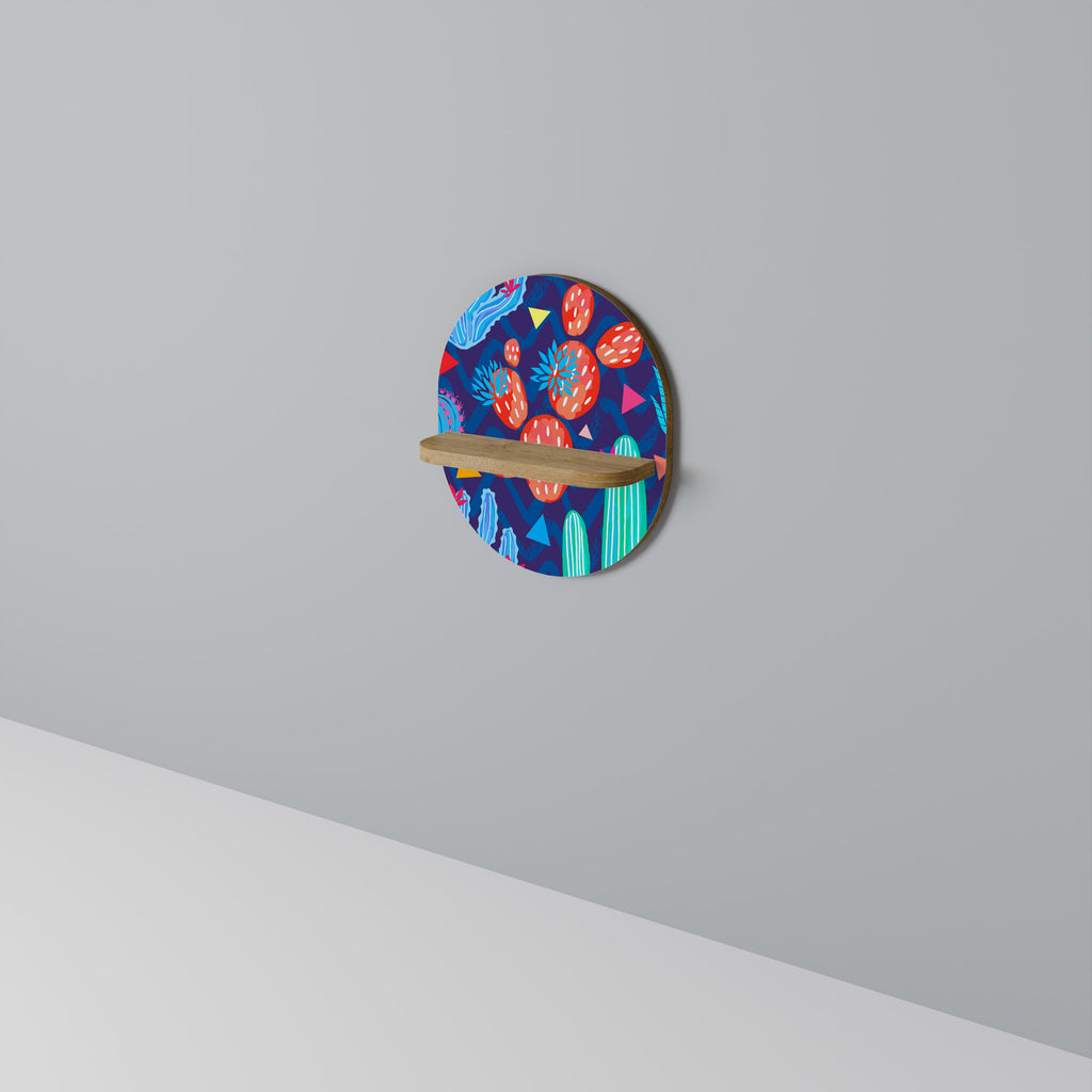 CACTUS VIBES Oval Art Shelf In Oak Effect