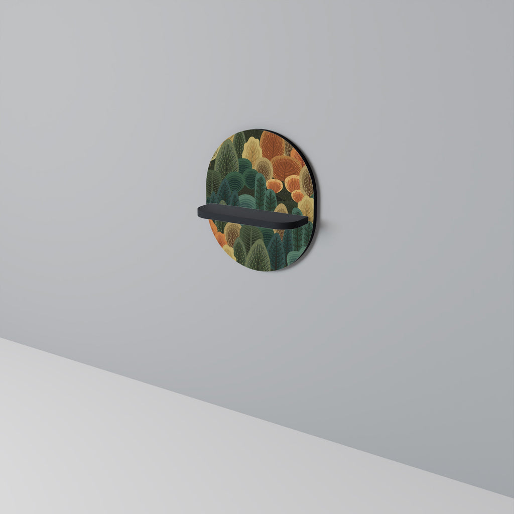 AUTUMN KALEIDOSCOPE Oval Art Shelf In Black Finish