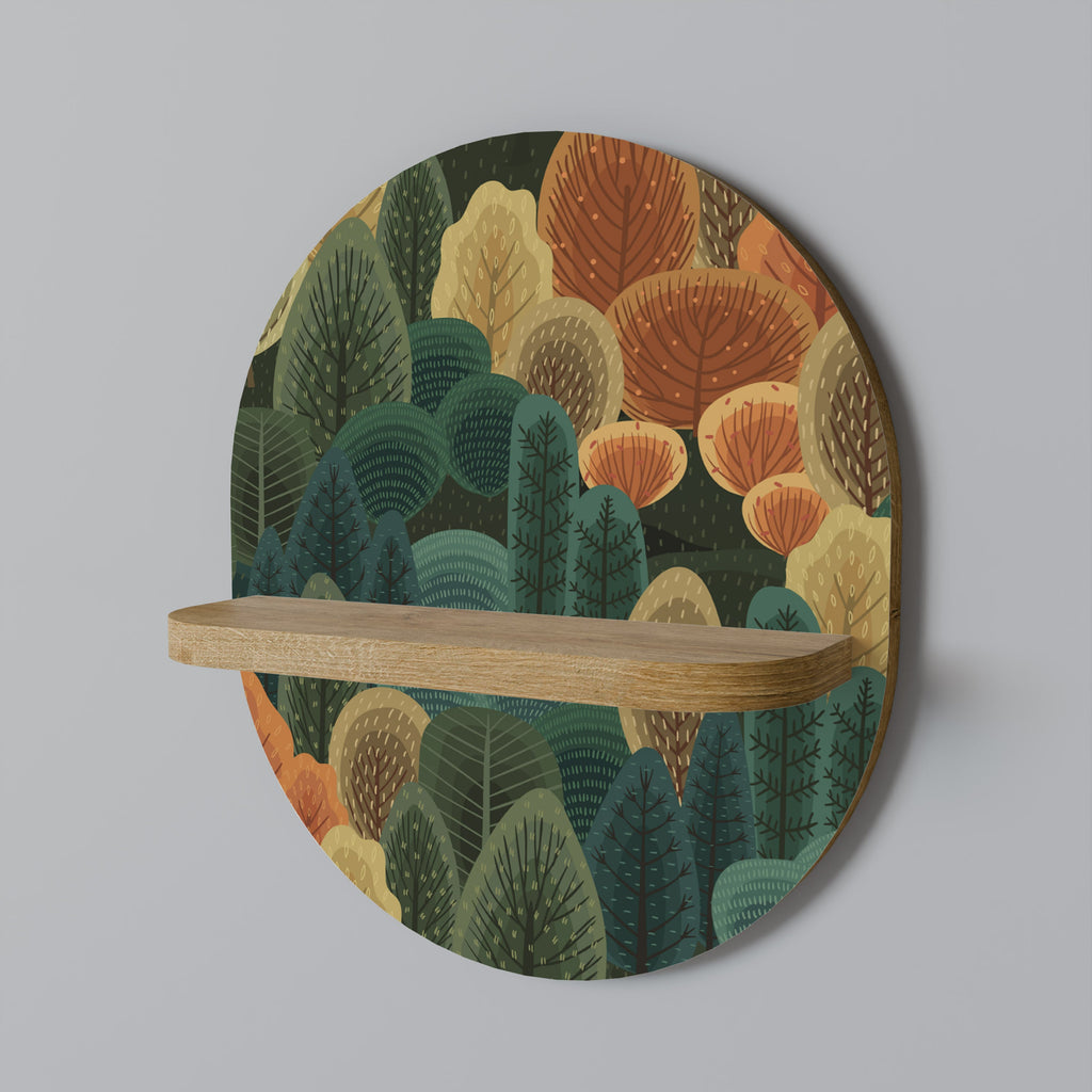 AUTUMN KALEIDOSCOPE Oval Art Shelf In Oak Effect
