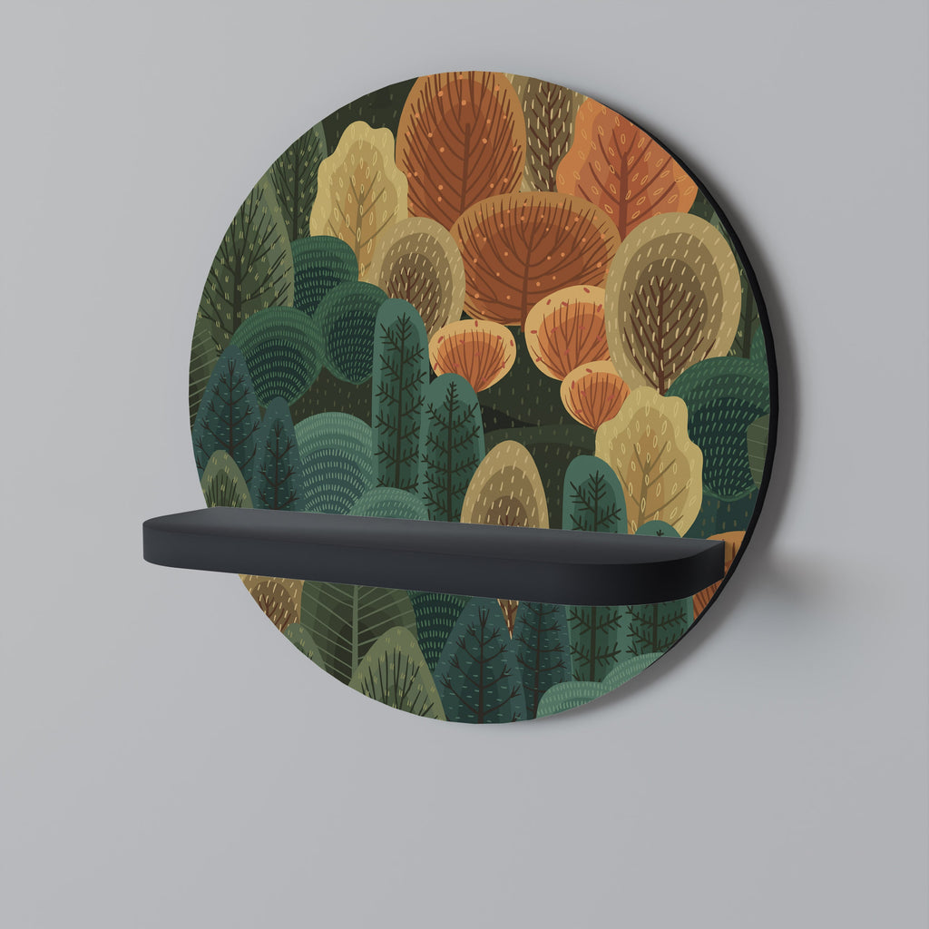 Étagère d'art ronde KALEIDOSCOPE D'AUTOMNE en finition noire