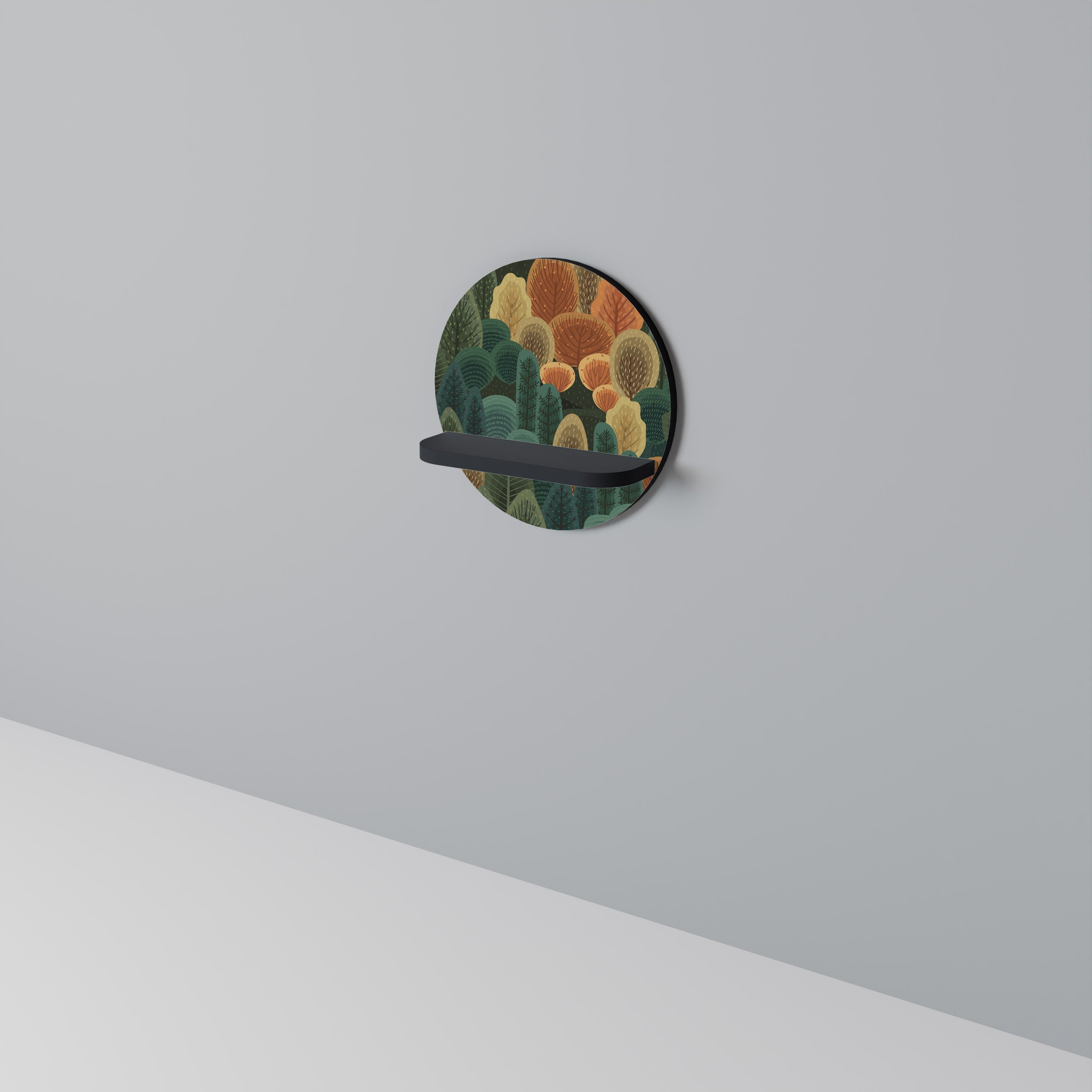 Étagère d'art ronde KALEIDOSCOPE D'AUTOMNE en finition noire