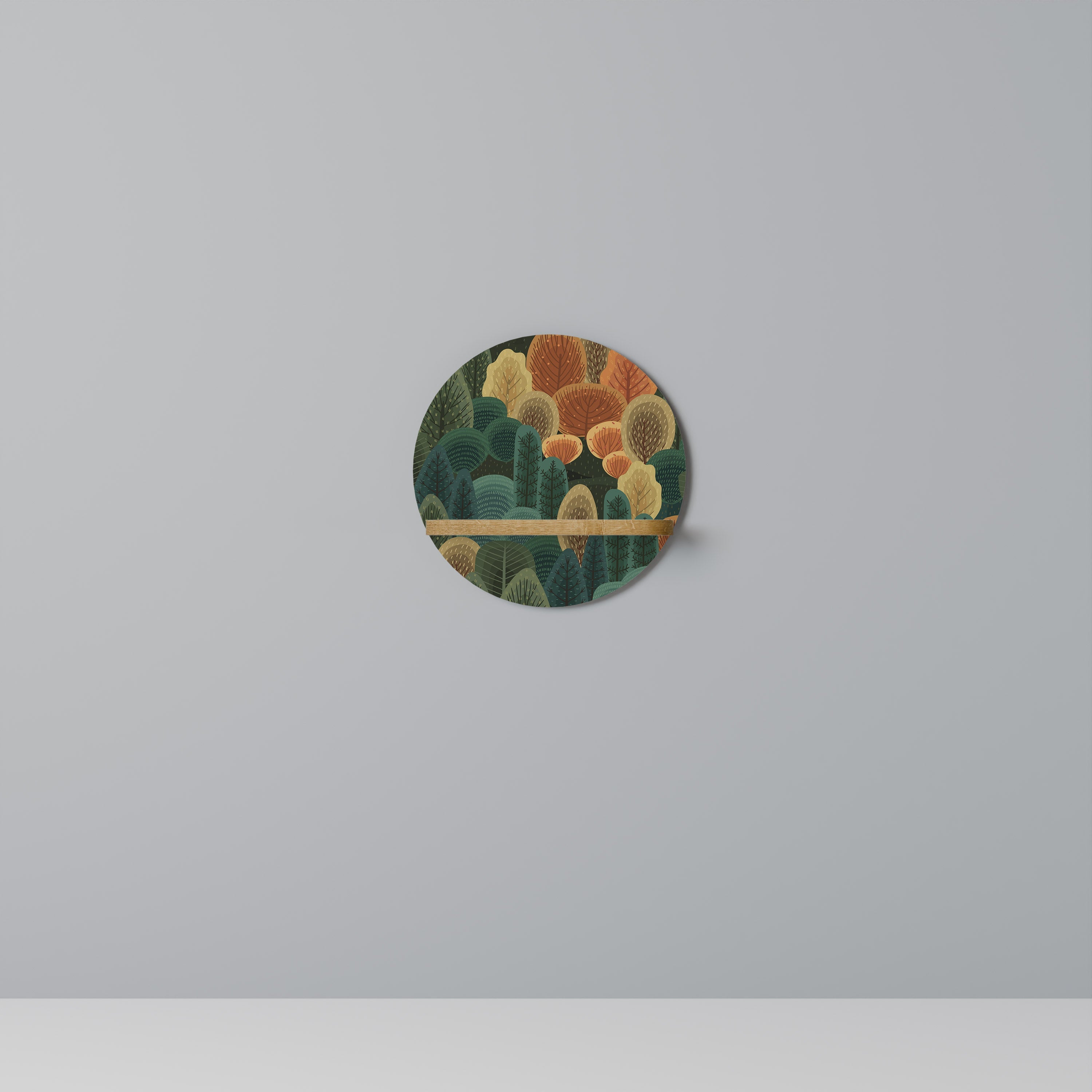 Étagère d'art ronde effet chêne KALEIDOSCOPE D'AUTOMNE