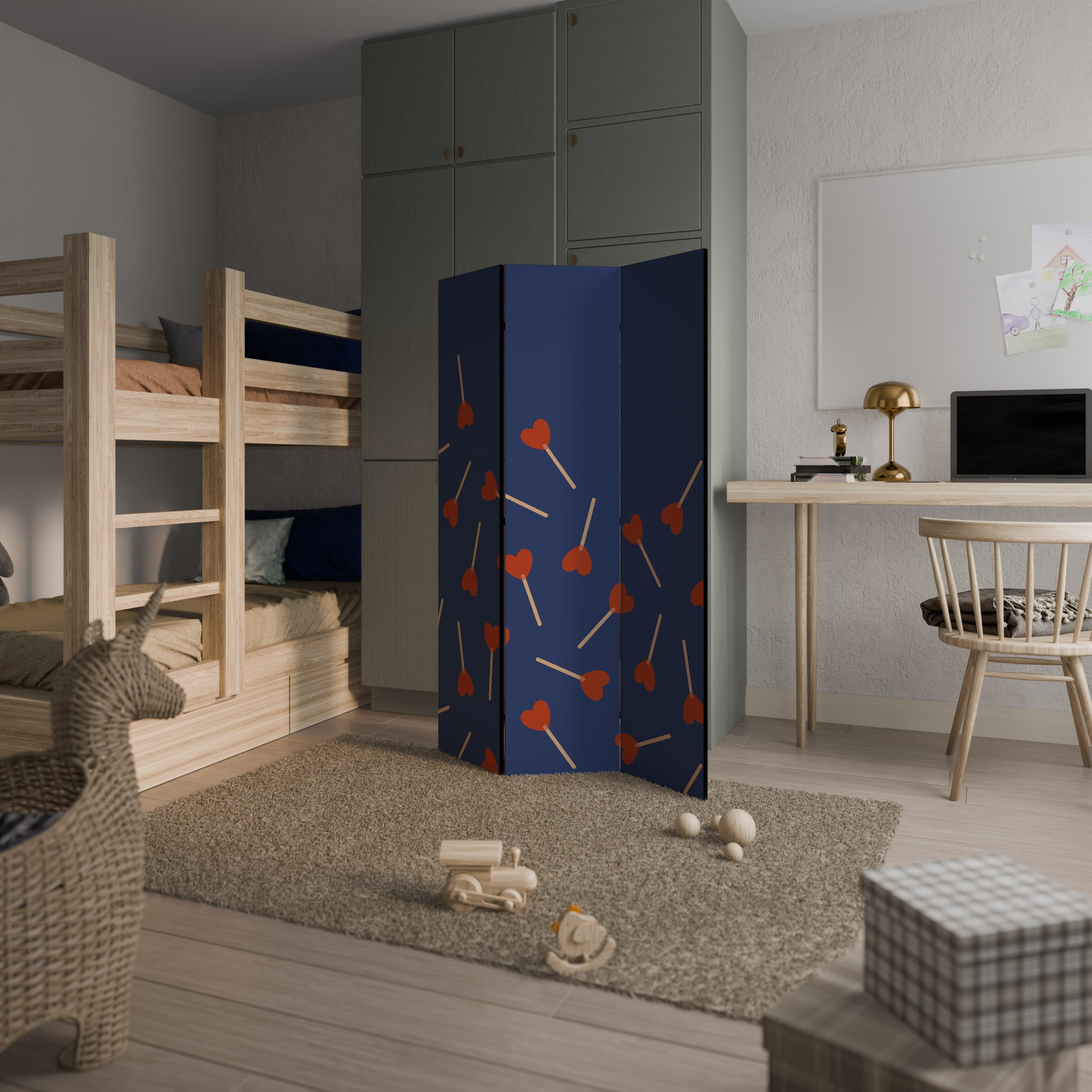 SWEET LOVE Paravent décoratif à 3 panneaux