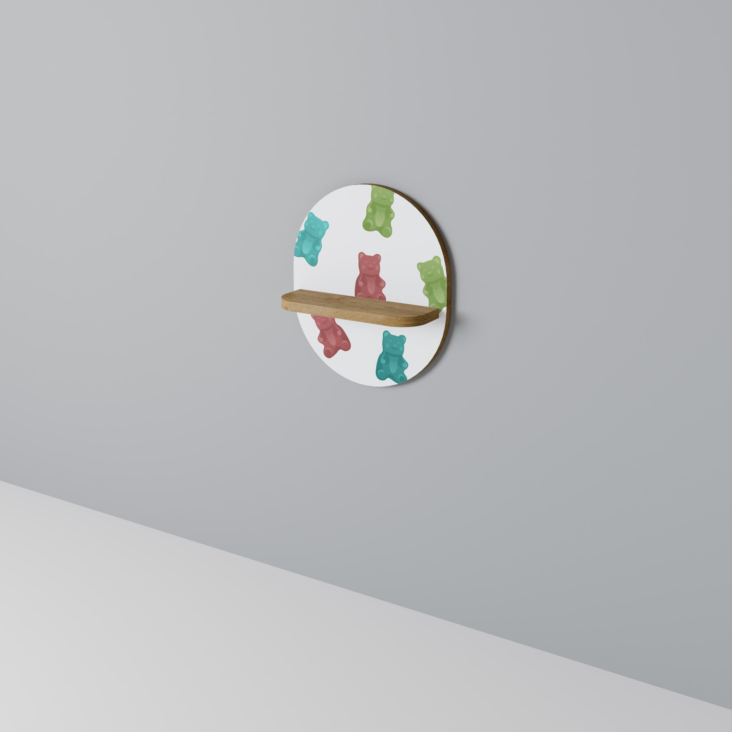 Étagère ovale GUMMY BEARS effet chêne