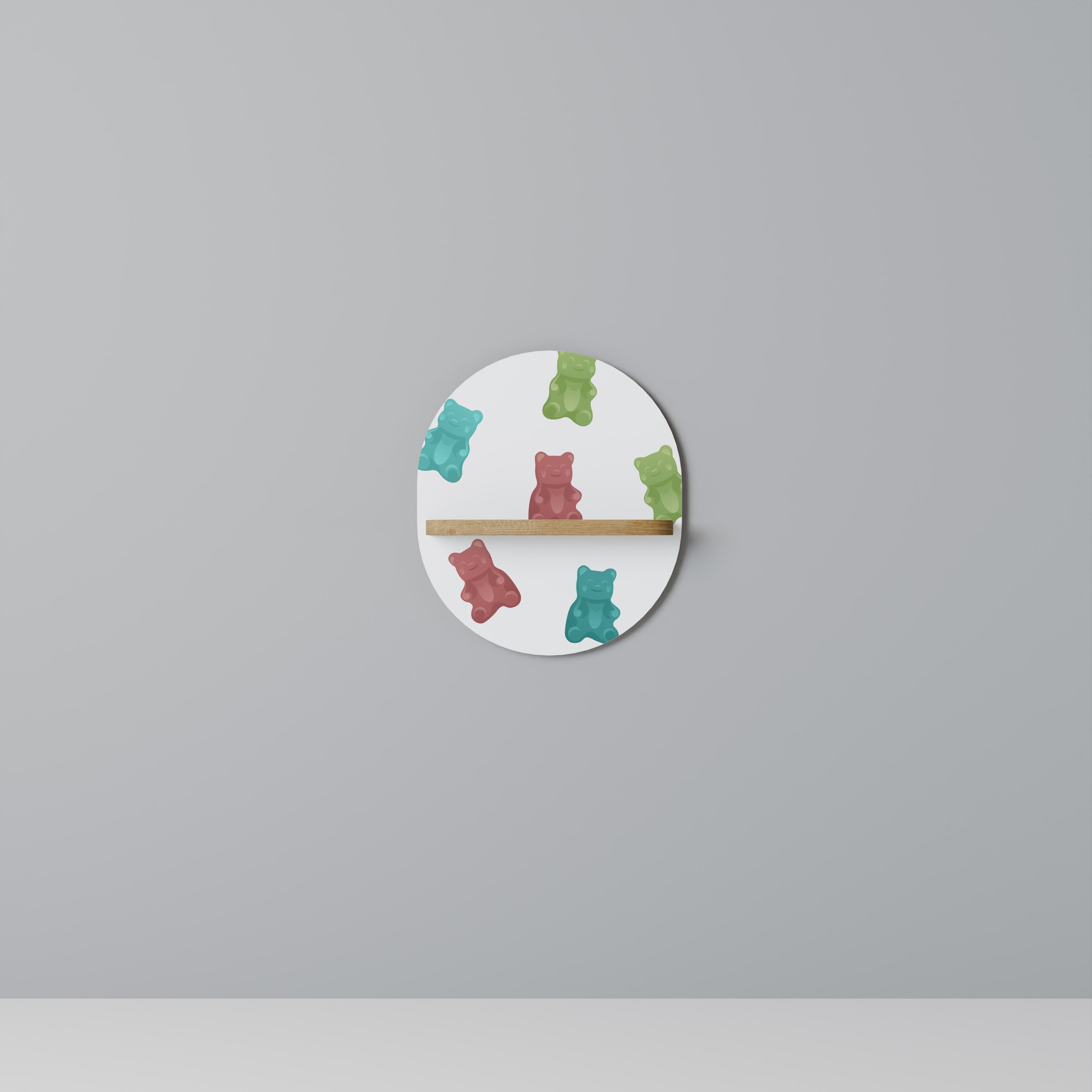 Étagère ovale GUMMY BEARS effet chêne