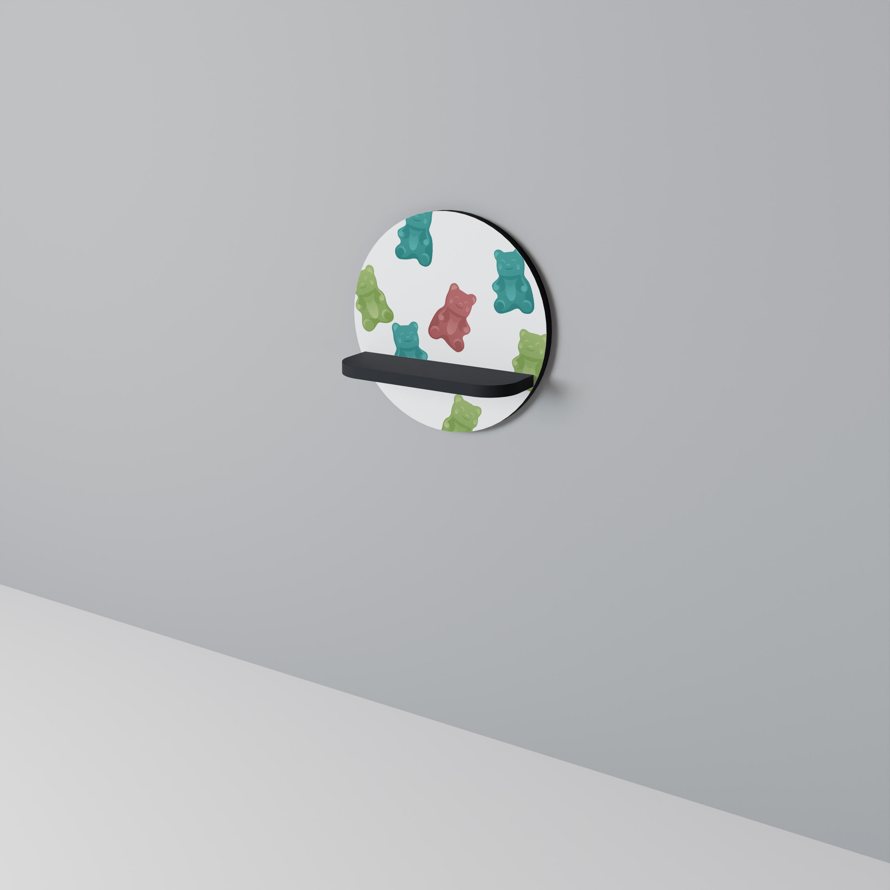 Étagère d'art ronde GUMMY BEARS en finition noire