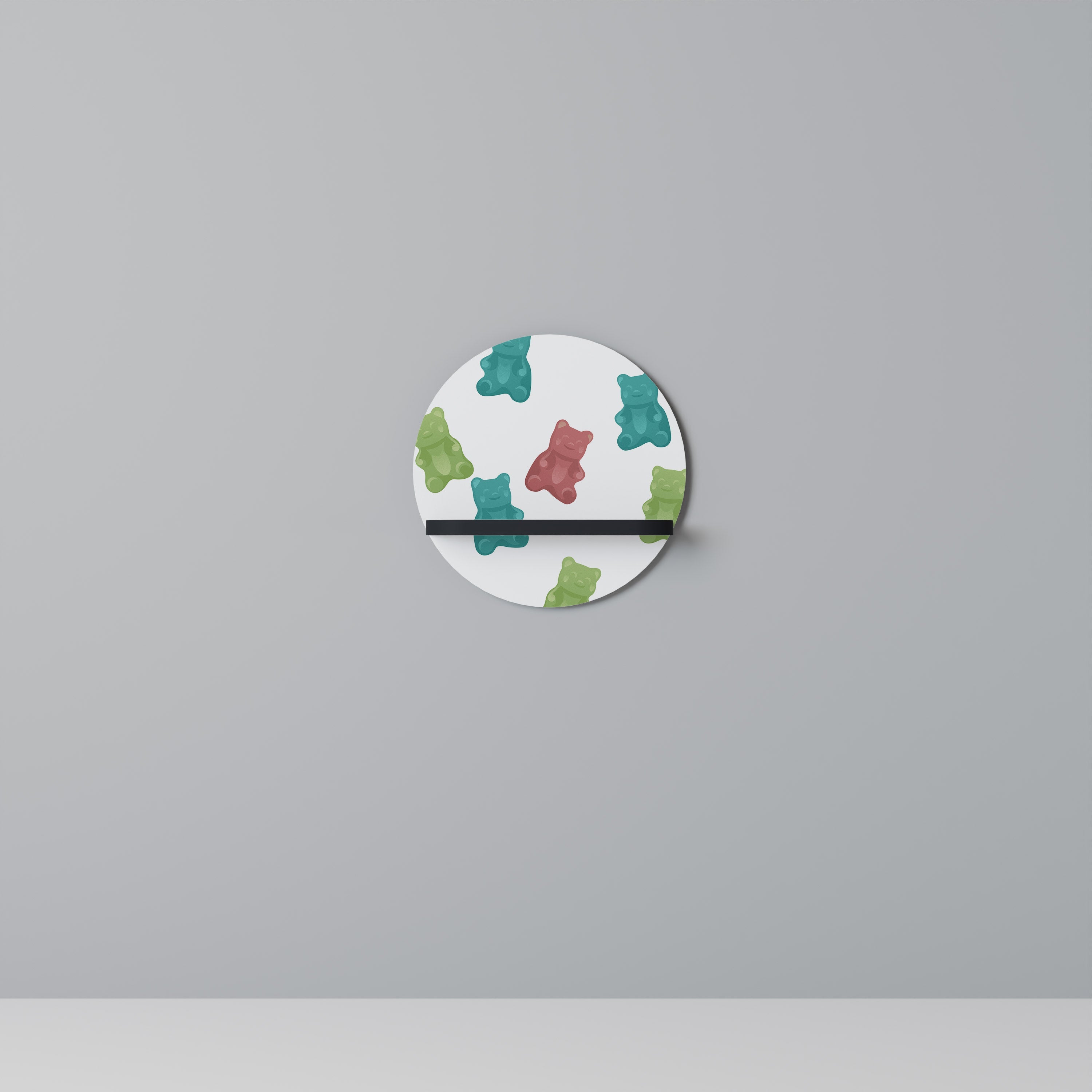 Étagère d'art ronde GUMMY BEARS en finition noire