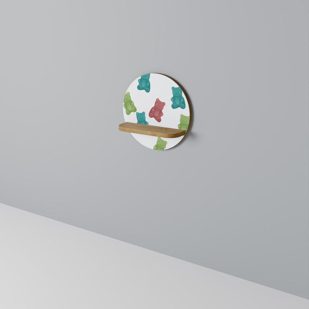 Étagère d'art ronde GUMMY BEARS effet chêne