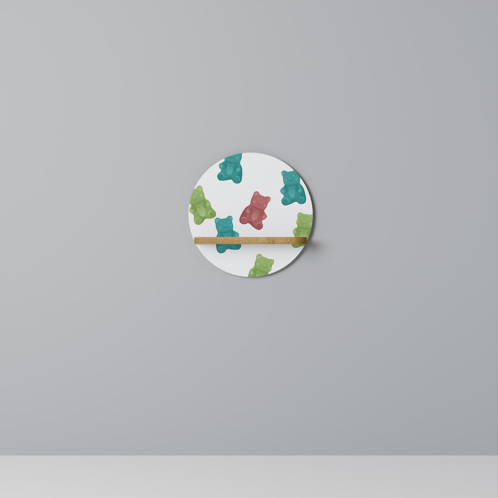 Étagère d'art ronde GUMMY BEARS effet chêne