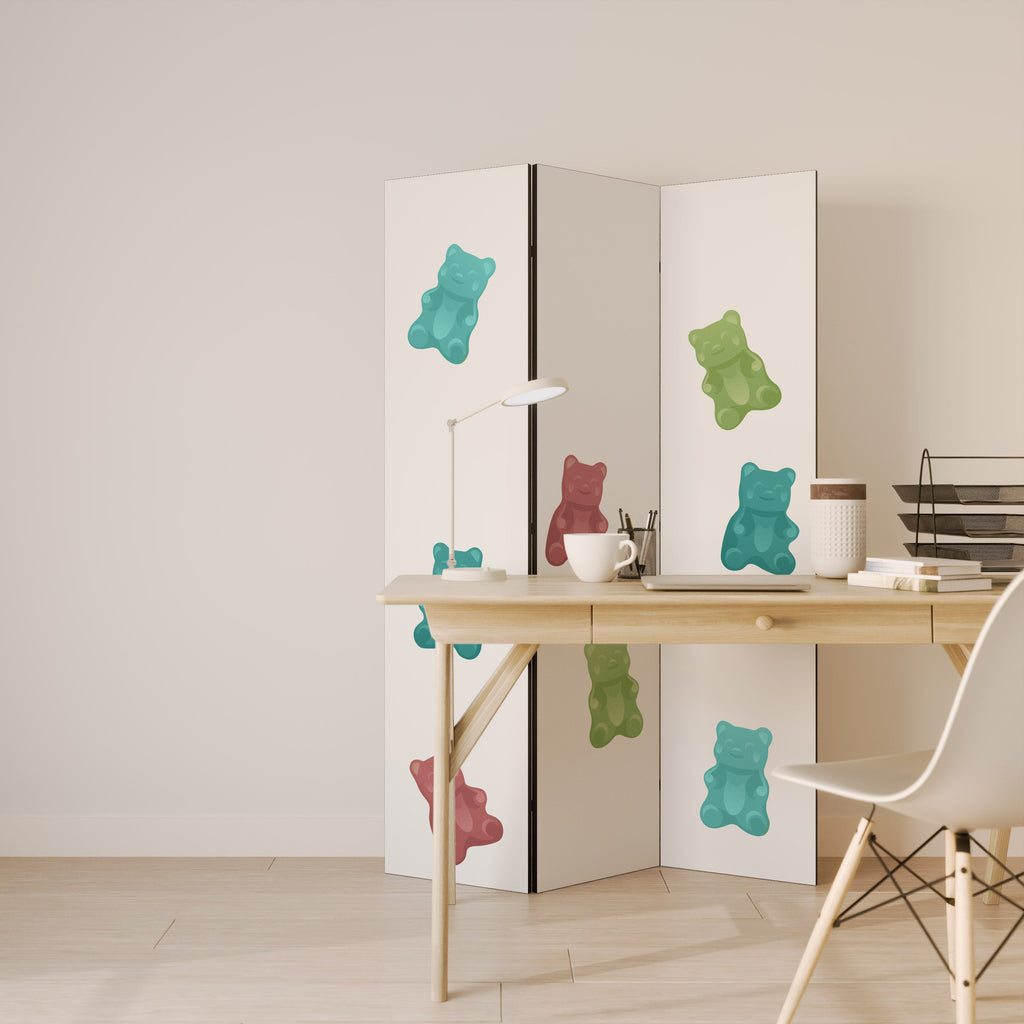 Séparateur de pièce décoratif à 3 panneaux GUMMY BEARS