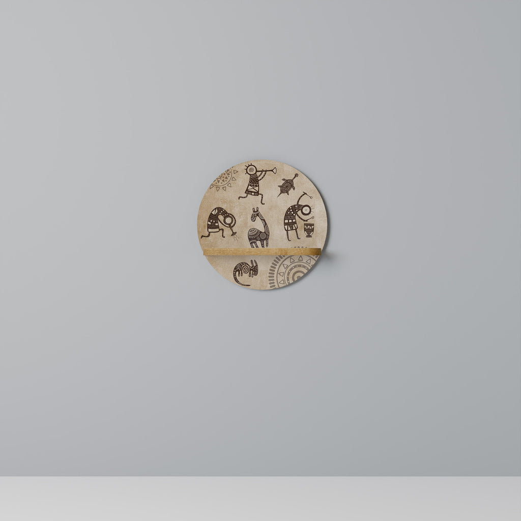 Étagère ronde style africain effet chêne