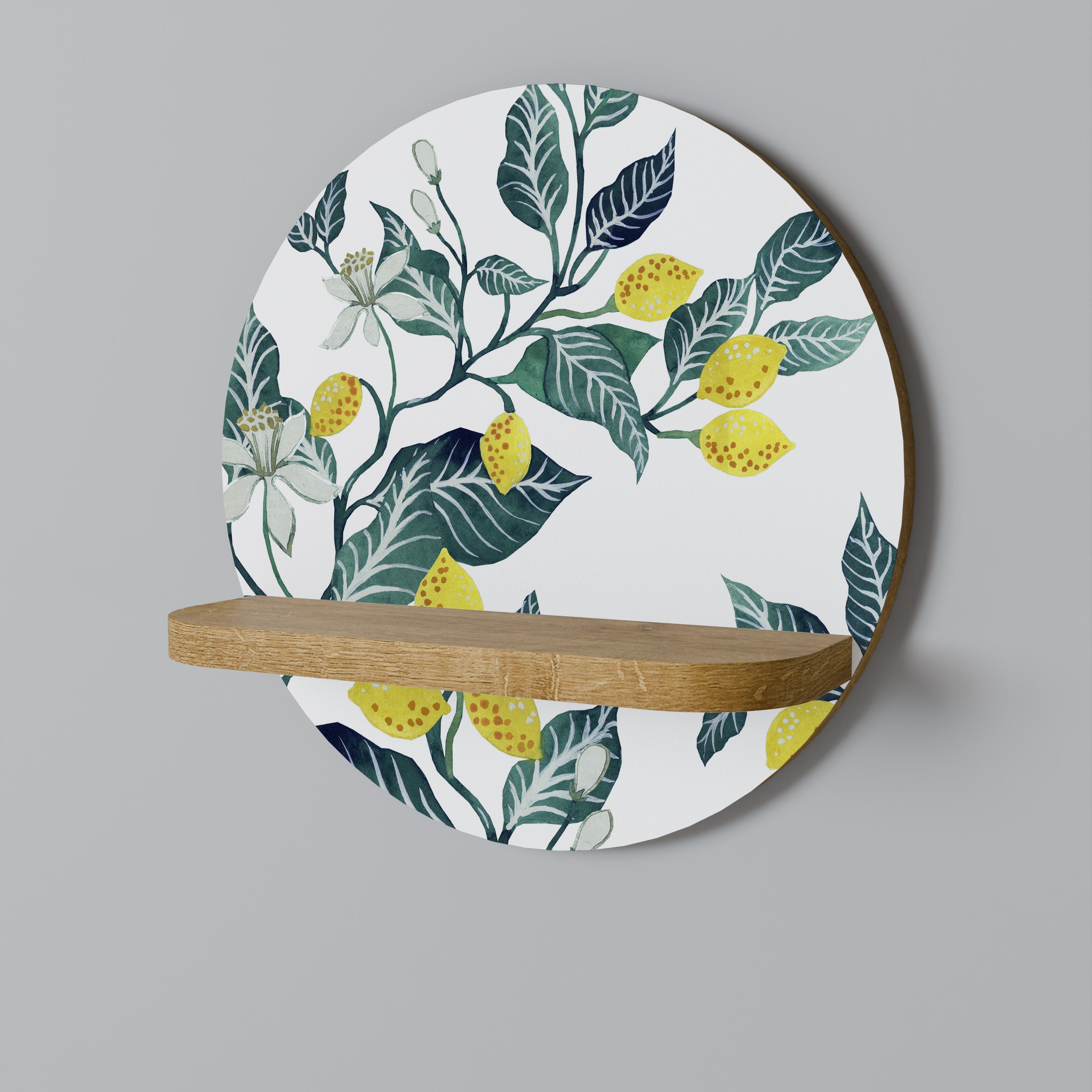 Étagère d'art ronde LEMON TREE effet chêne