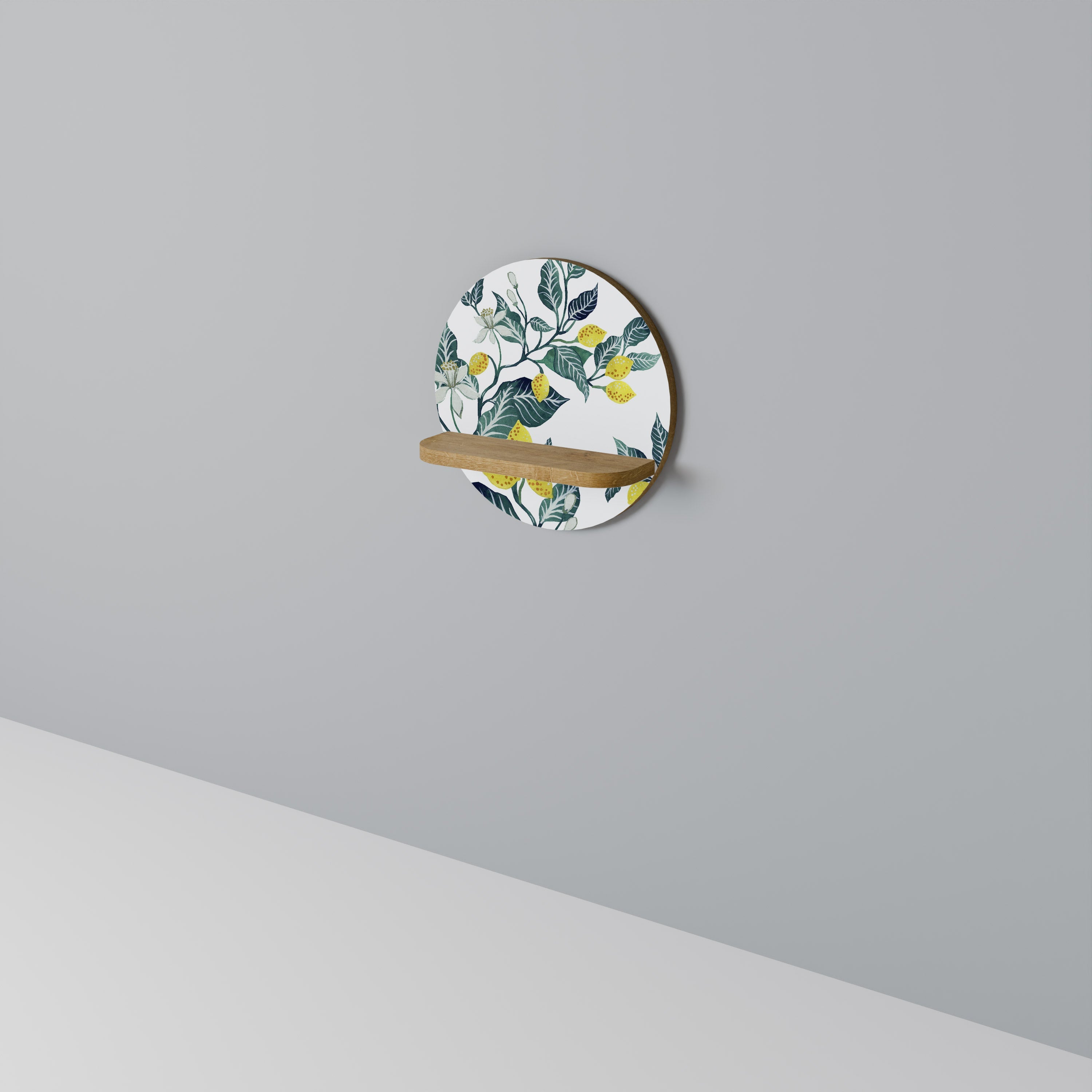 Étagère d'art ronde LEMON TREE effet chêne