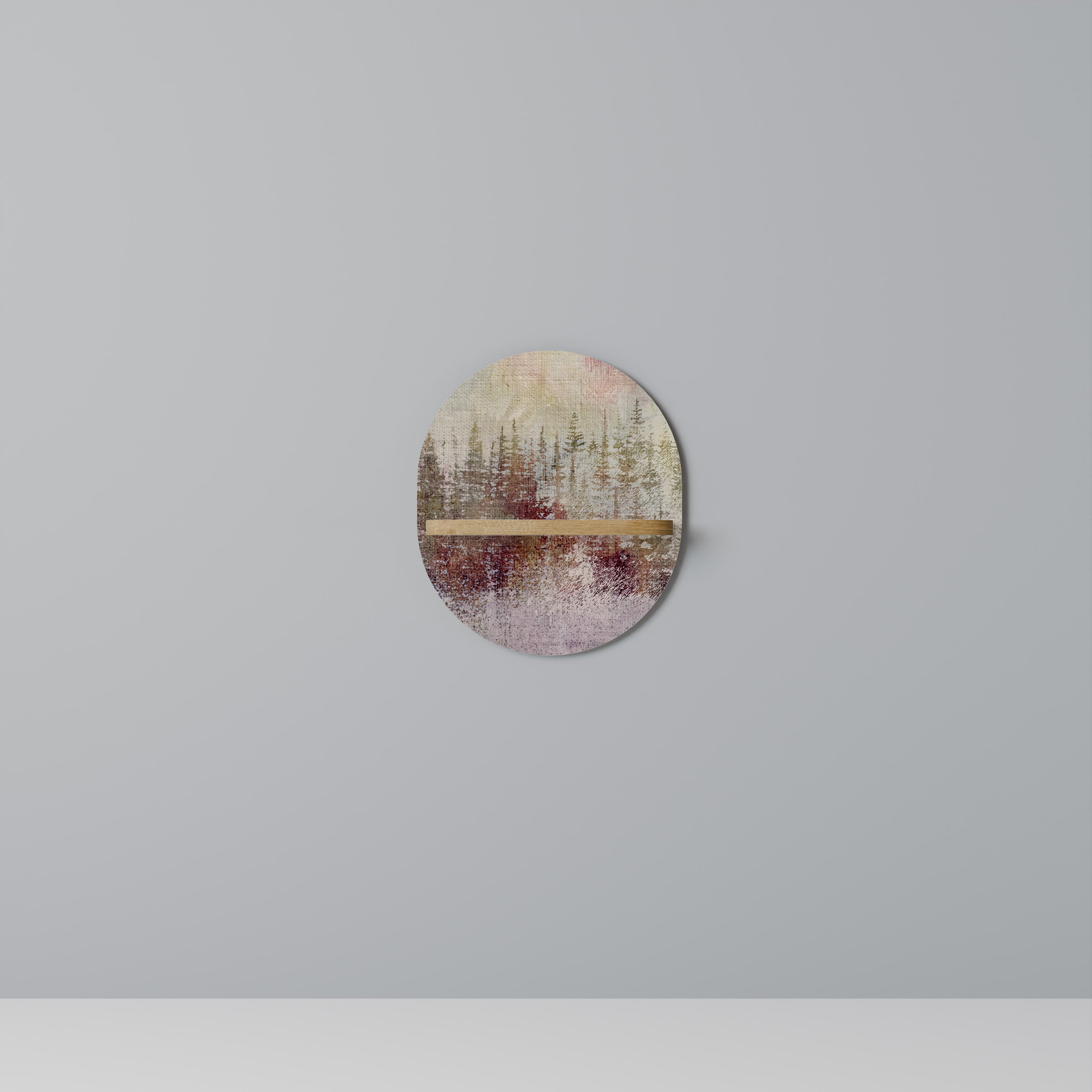 Étagère d'art ovale VEILED SUMMIT effet chêne