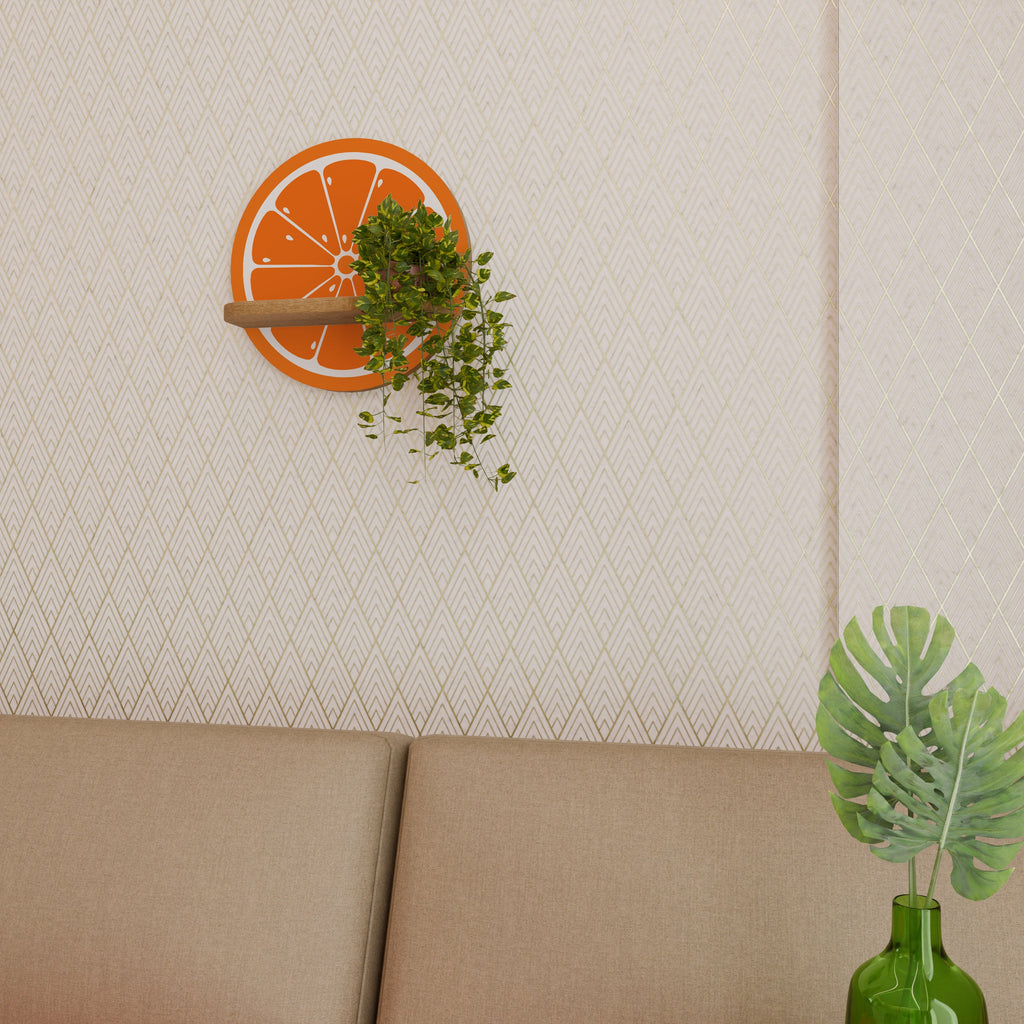 Étagère d'art ronde JUICY ORANGE effet chêne