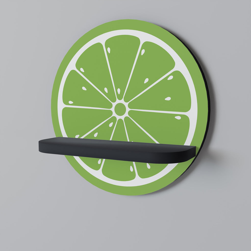 Étagère d'art ronde REFRESHING LIME en finition noire