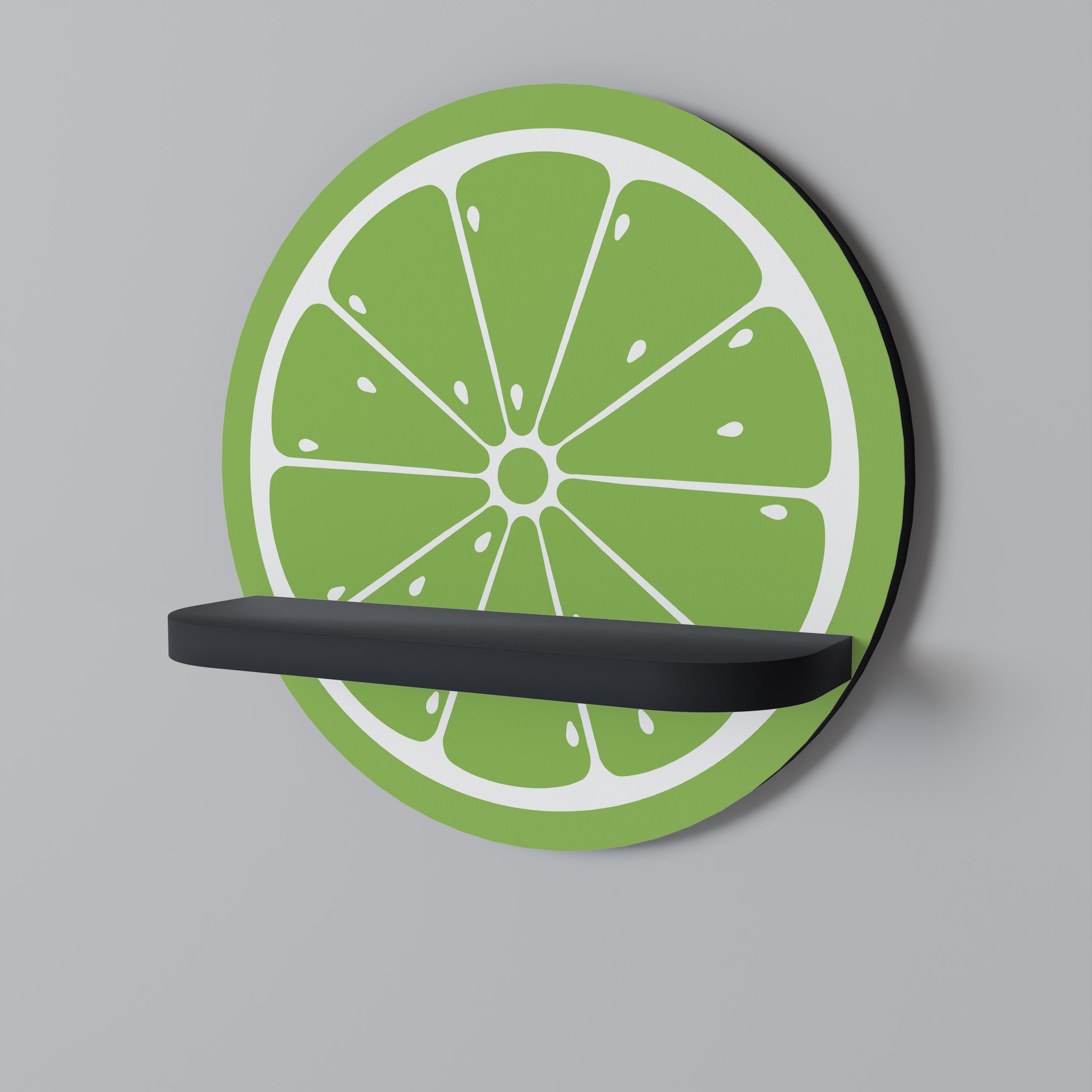 Étagère d'art ronde REFRESHING LIME en finition noire