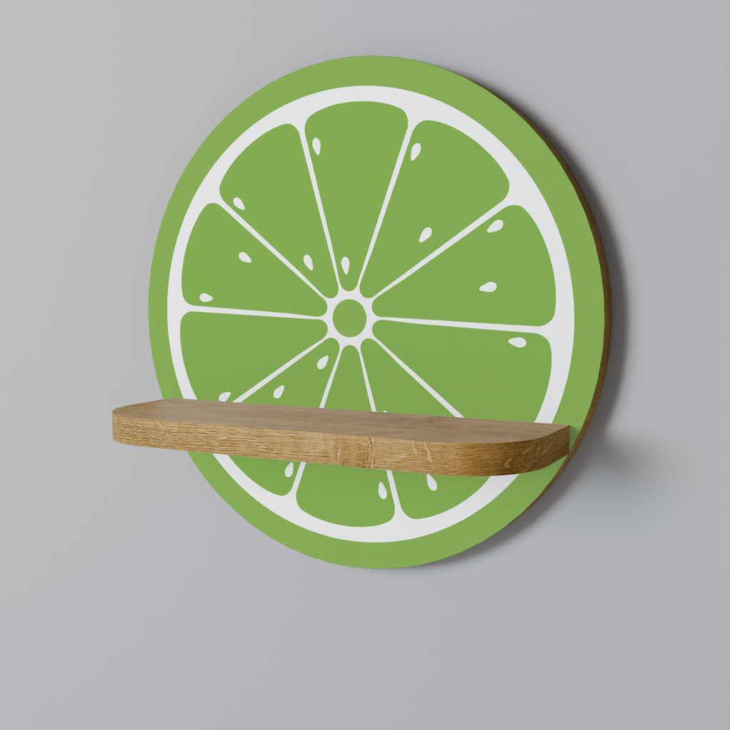 Étagère d'art ronde REFRESHING LIME effet chêne