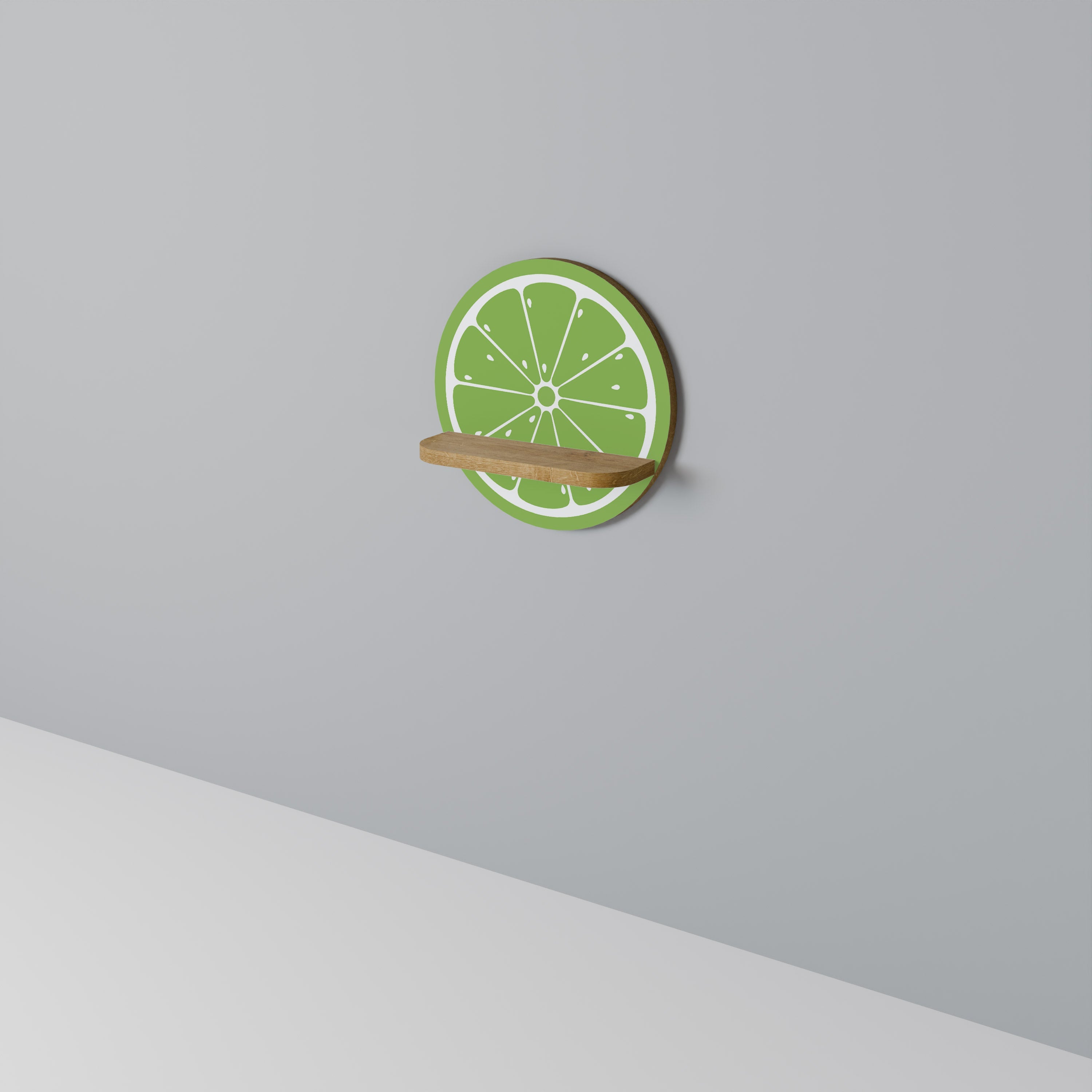 Étagère d'art ronde REFRESHING LIME effet chêne