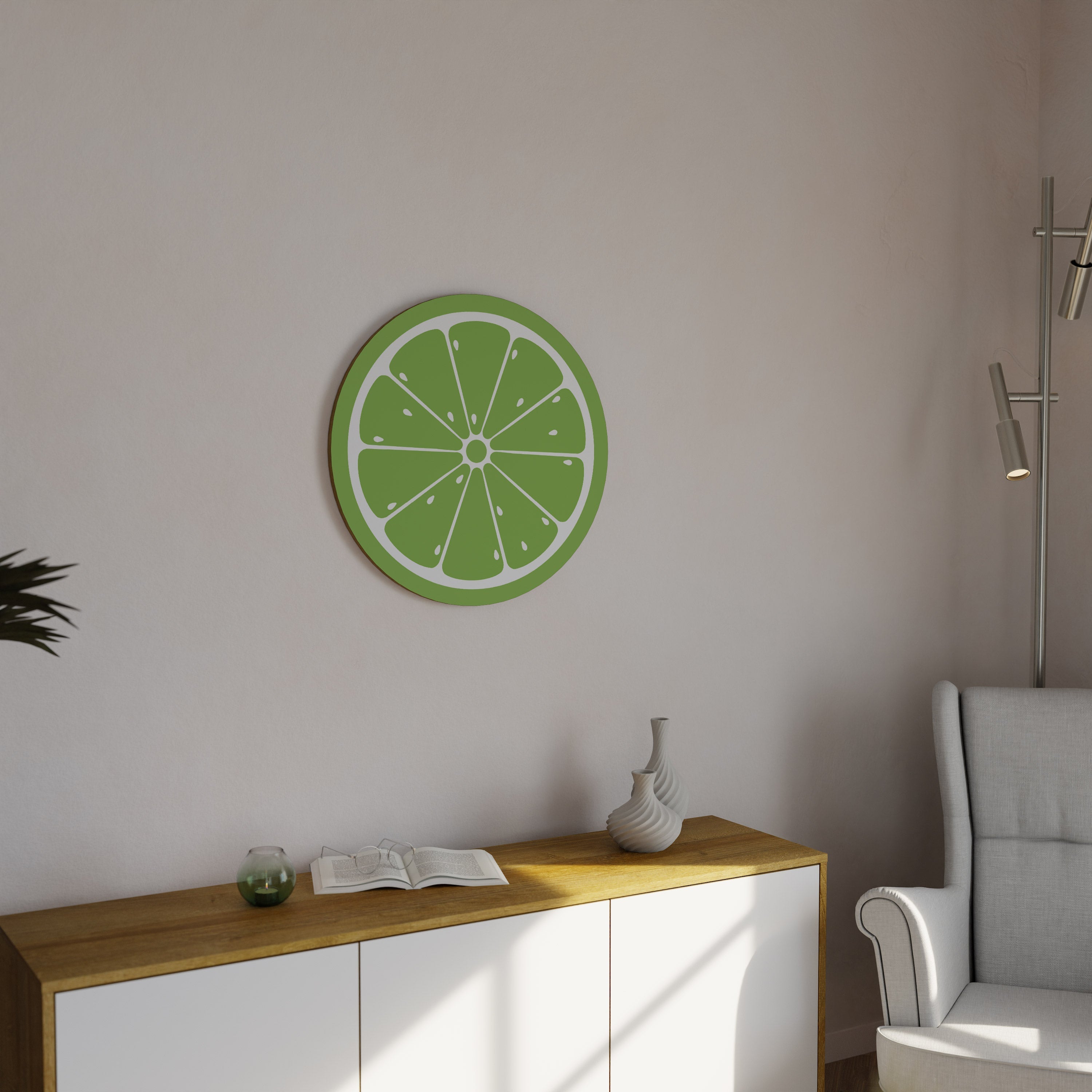 Décoration murale ronde au citron vert rafraîchissant