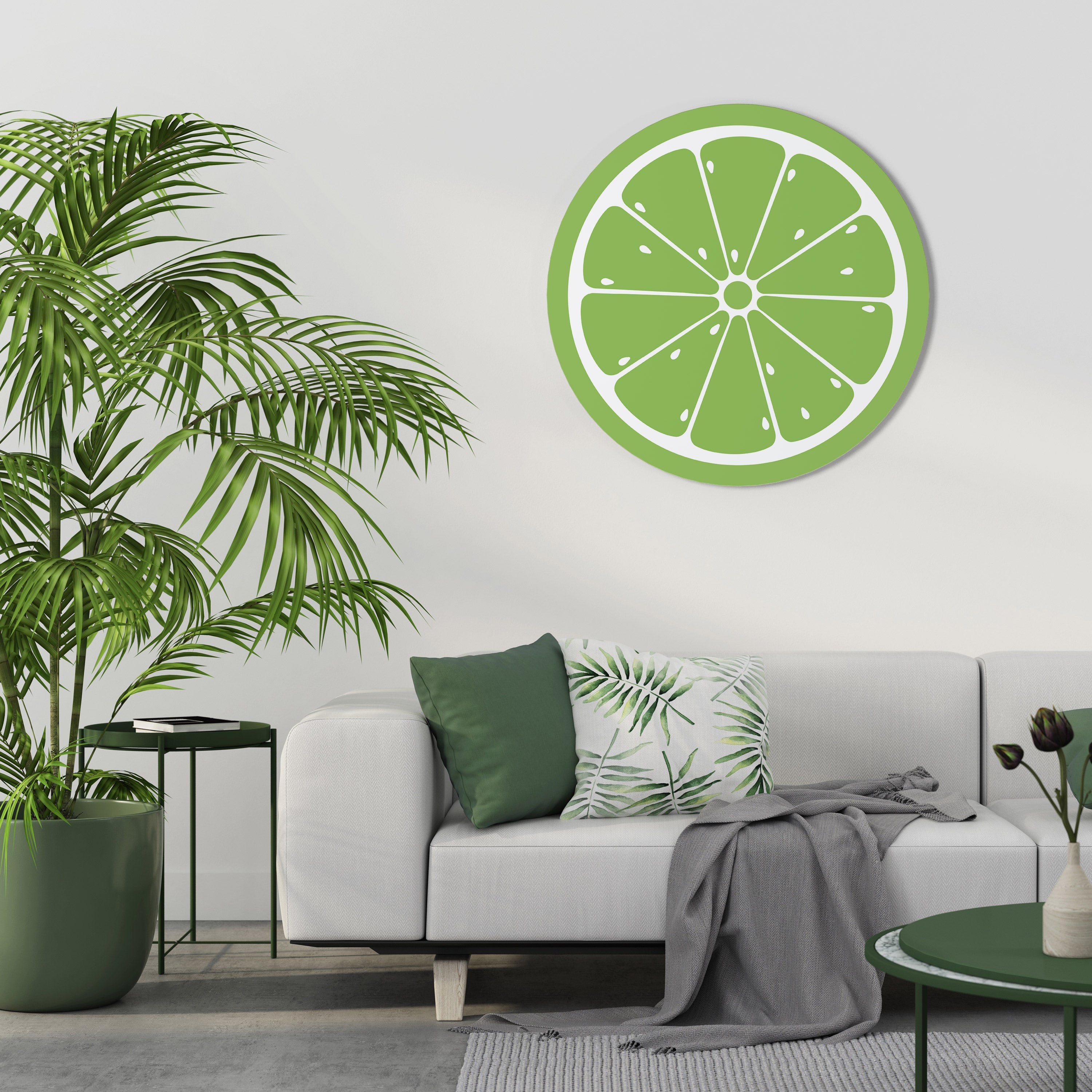 Décoration murale ronde au citron vert rafraîchissant