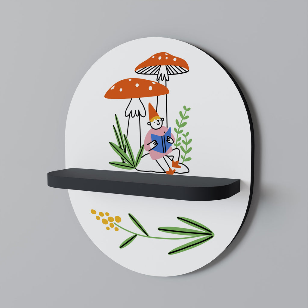 Étagère ovale en forme de nains de jardin, finition noire