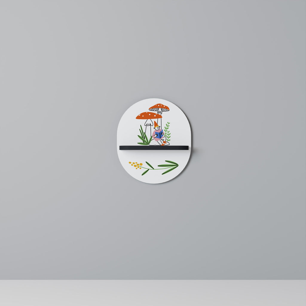 Étagère ovale en forme de nains de jardin, finition noire