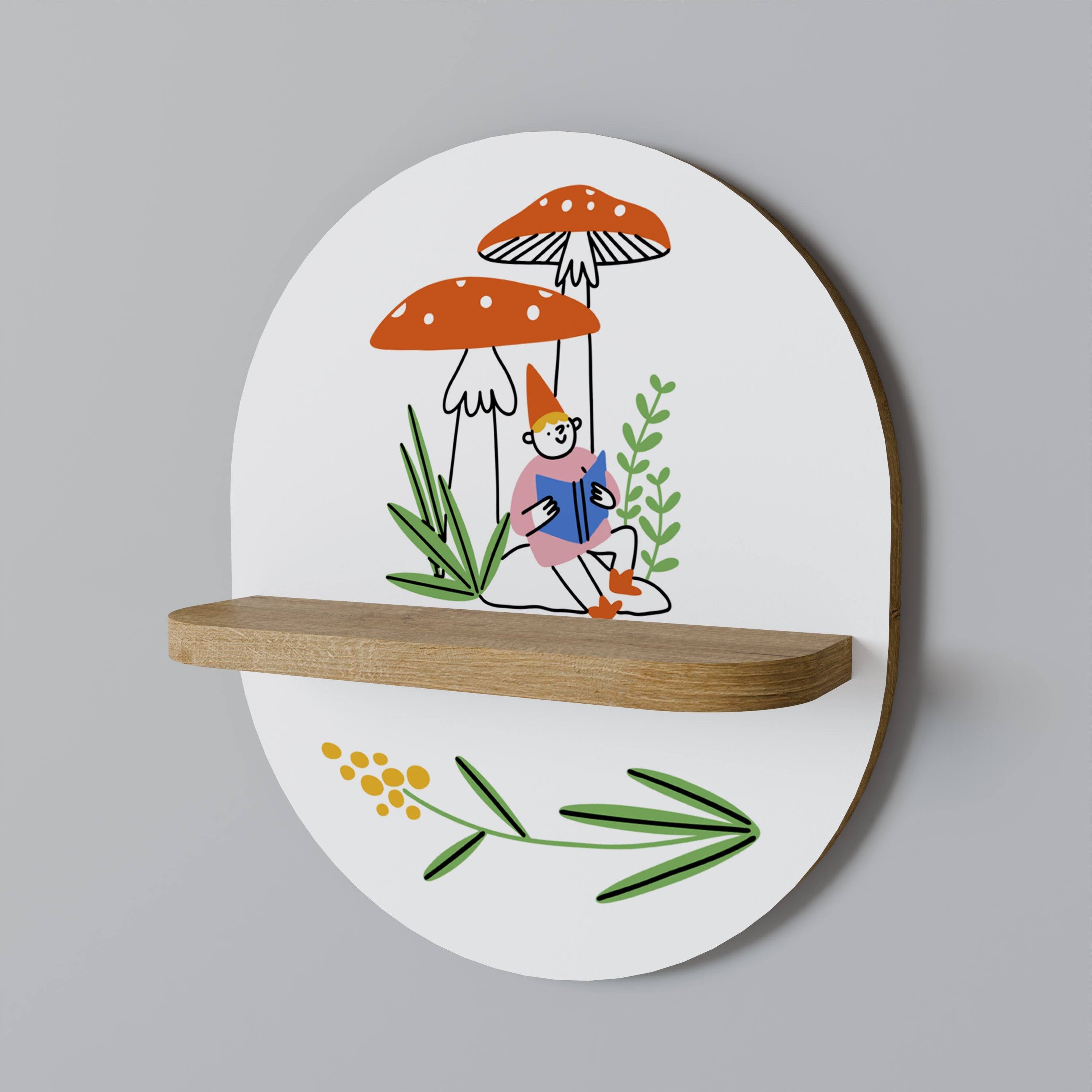 Étagère ovale effet chêne GARDEN GNOMES