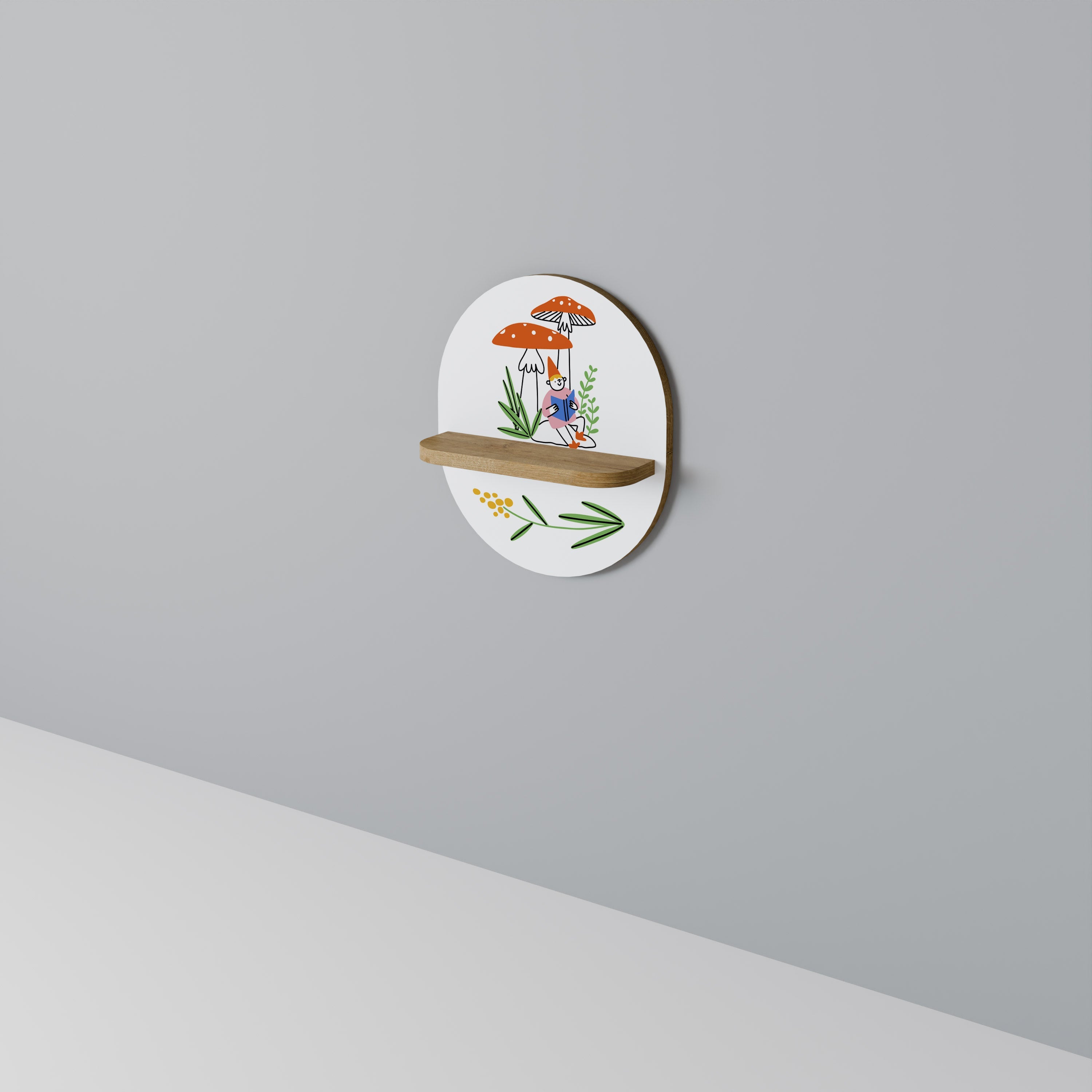 Étagère ovale effet chêne GARDEN GNOMES