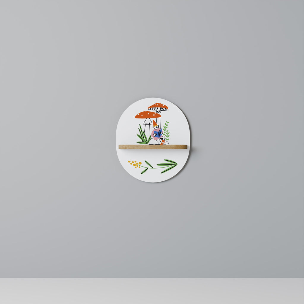 Étagère ovale effet chêne GARDEN GNOMES