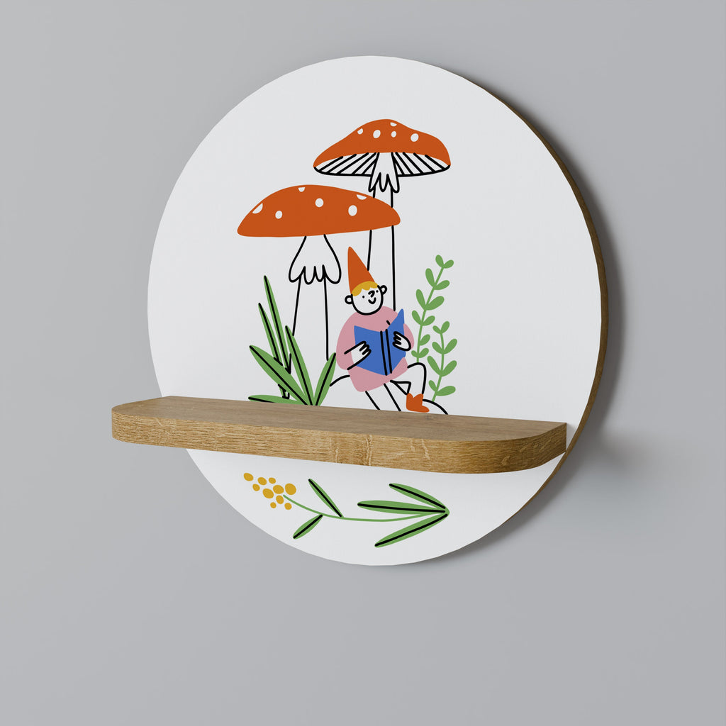 Étagère ronde décorative effet chêne GARDEN GNOMES