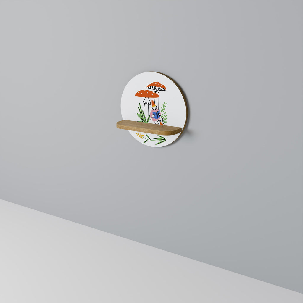 Étagère ronde décorative effet chêne GARDEN GNOMES