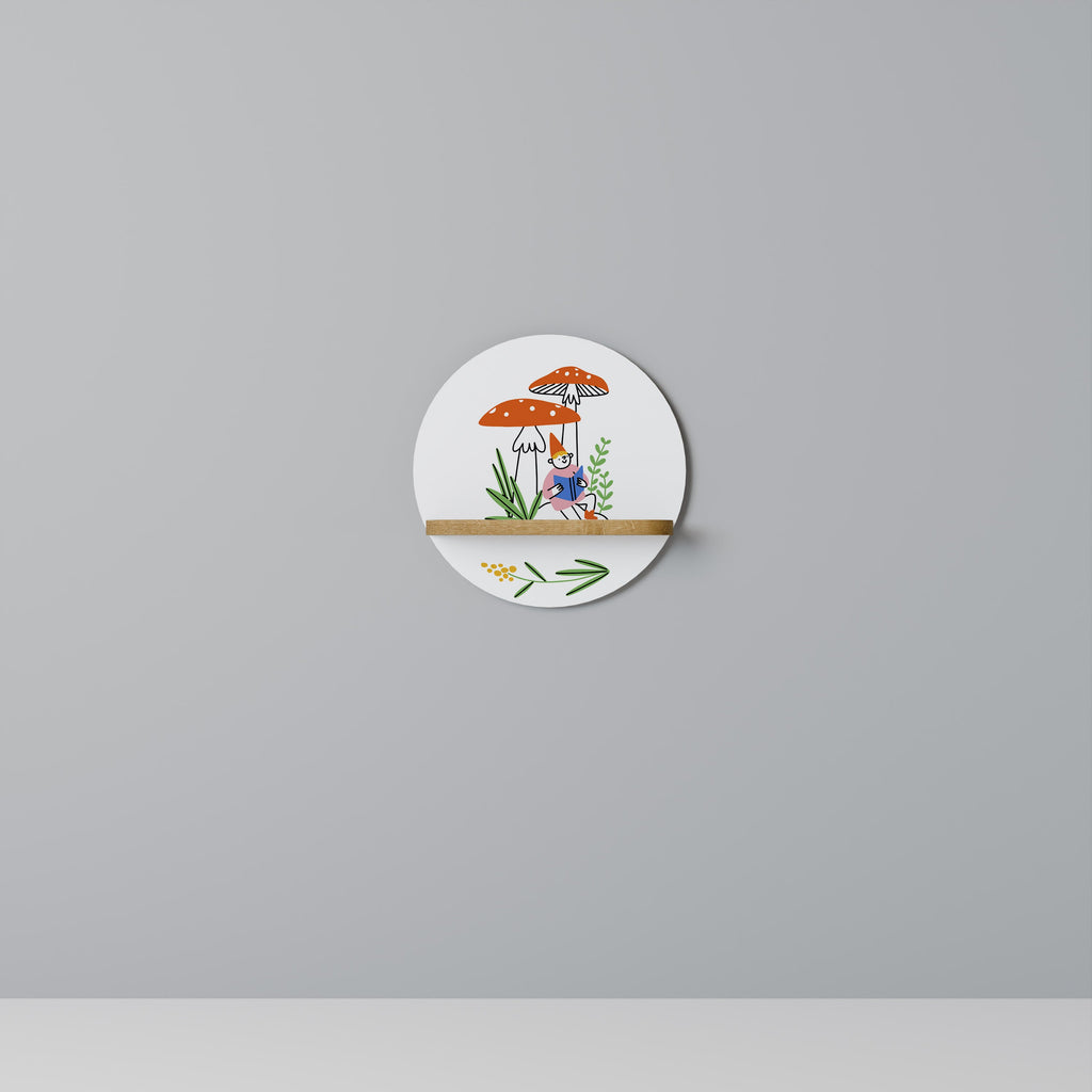 Étagère ronde décorative effet chêne GARDEN GNOMES