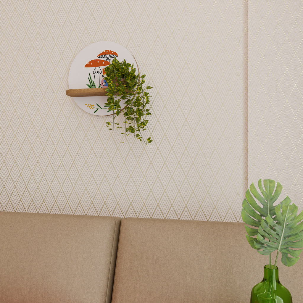 Étagère ronde décorative effet chêne GARDEN GNOMES